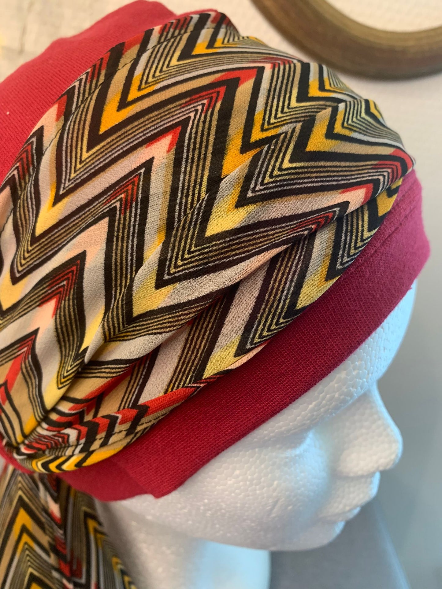 Sublimant 36 Ensemble bonnet de chimiothérapie/ Alopécie et son foulard en voile MODELE UNIQUE