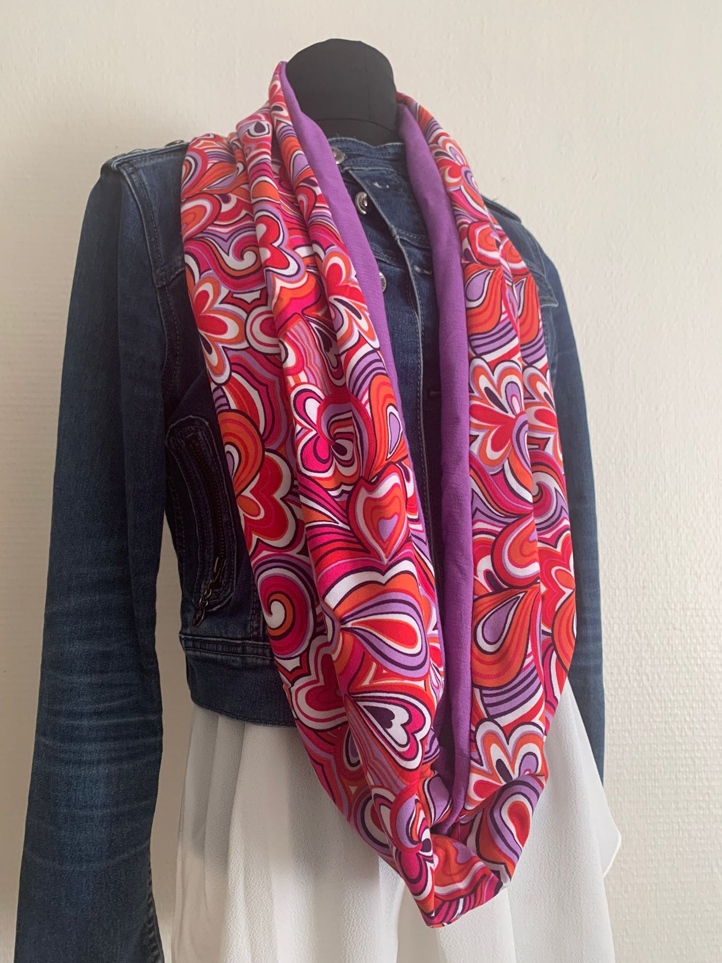 70' violine Double snood viscose et crêpe uni violet
