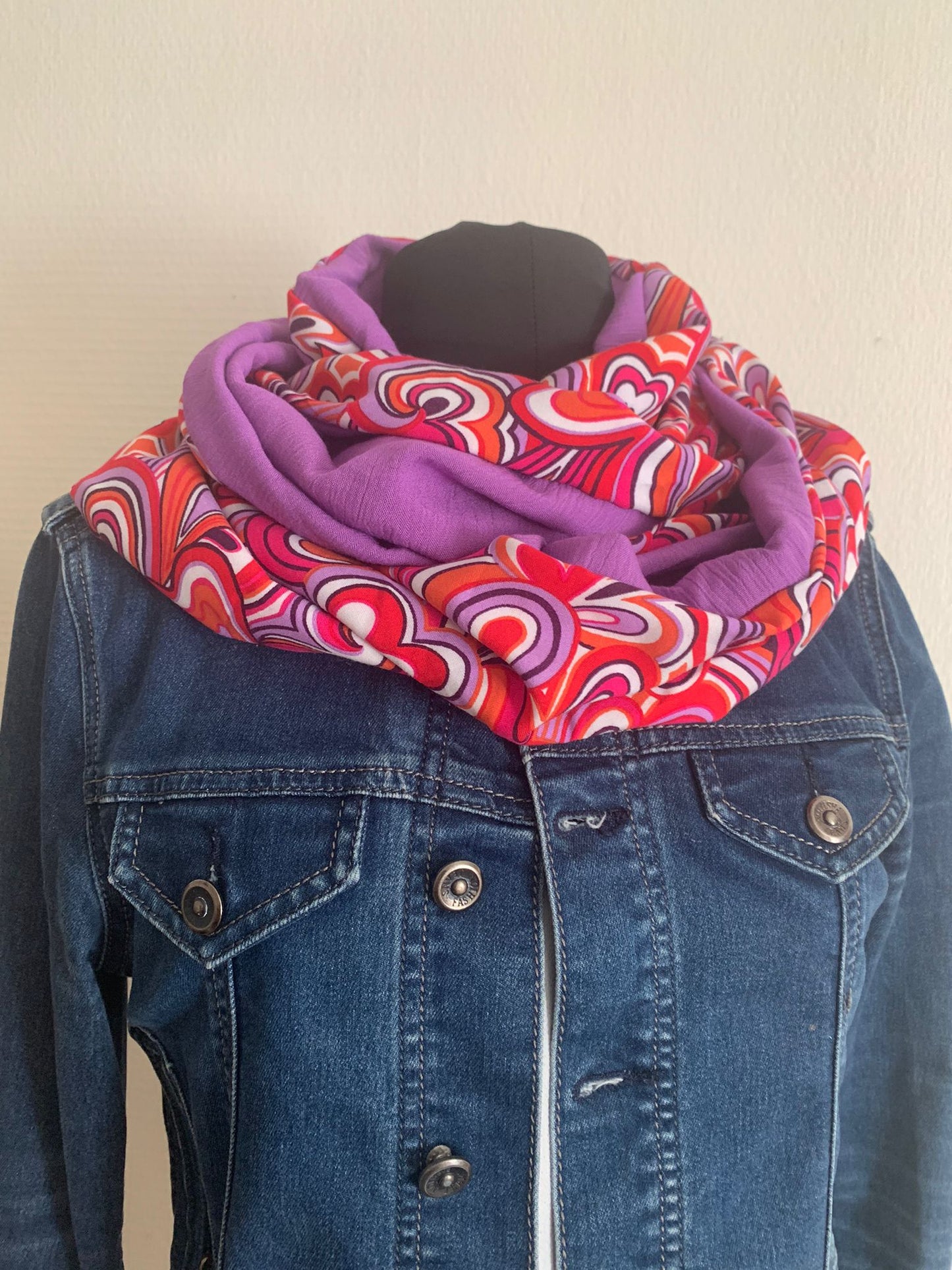 70' violine Double snood viscose et crêpe uni violet