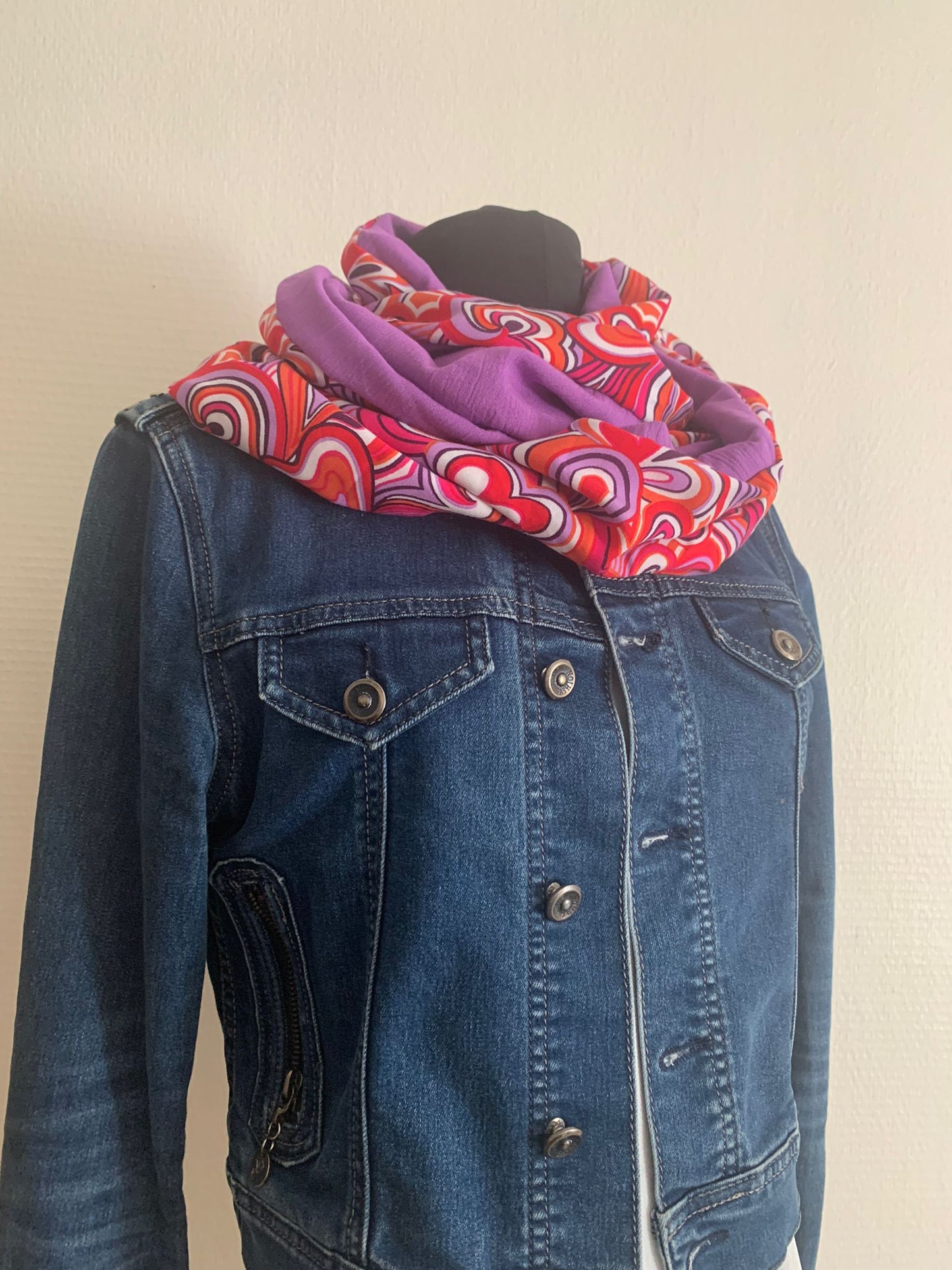 70' violine Double snood viscose et crêpe uni violet