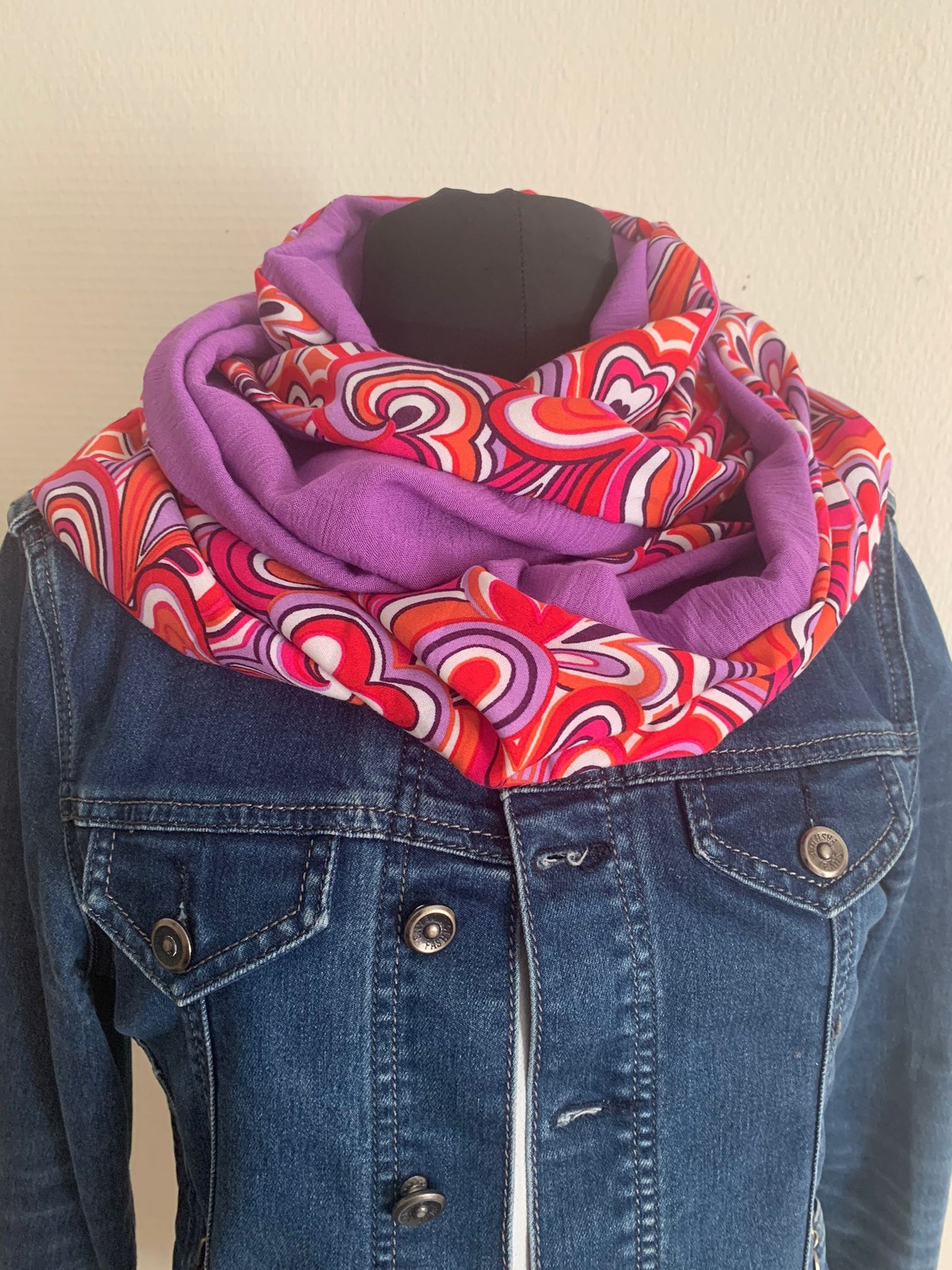 70' violine Double snood viscose et crêpe uni violet