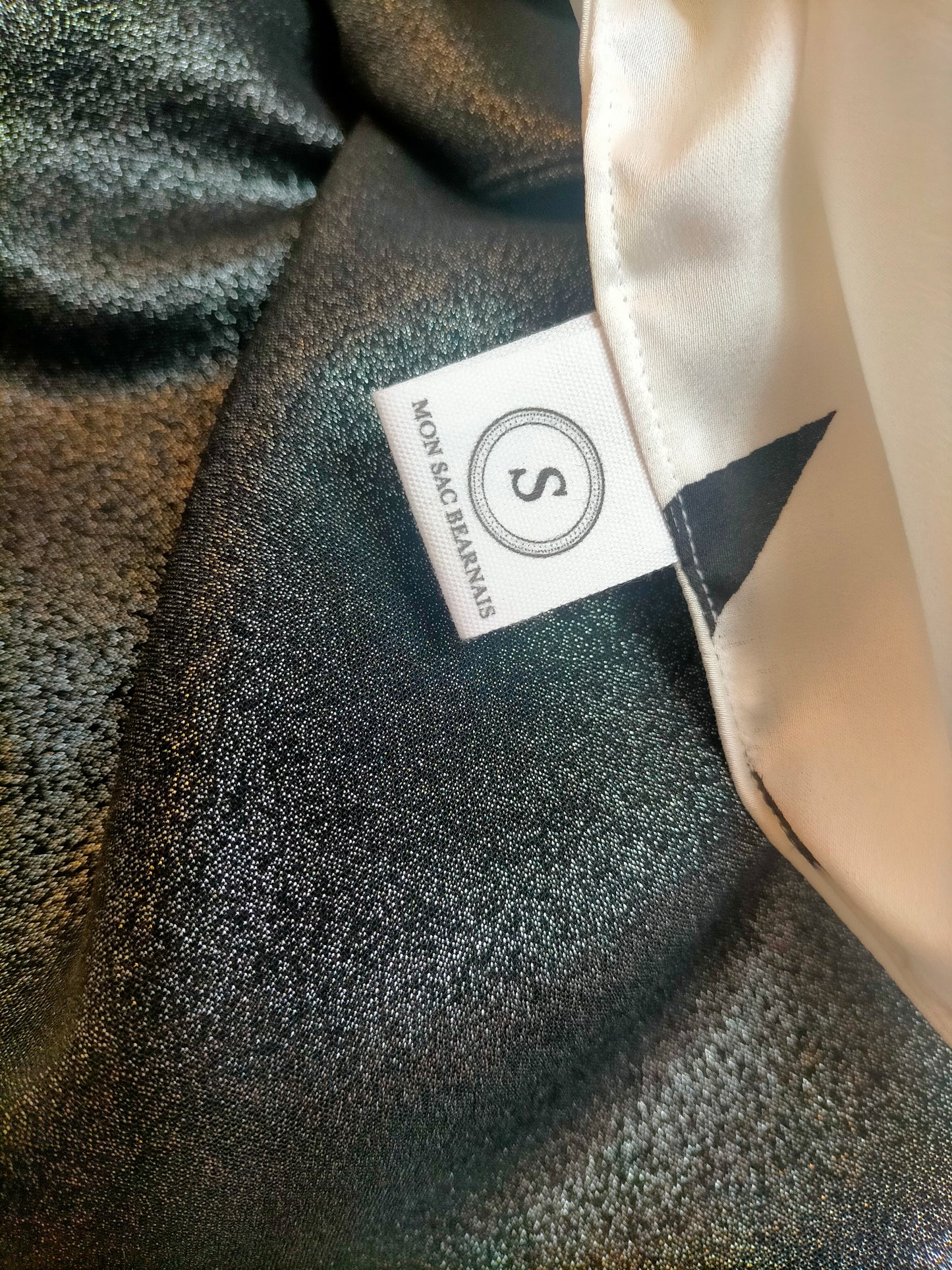 Nuit étoilée Foulard triangle viscose blanc/ étoile noir et uni noir pailleté