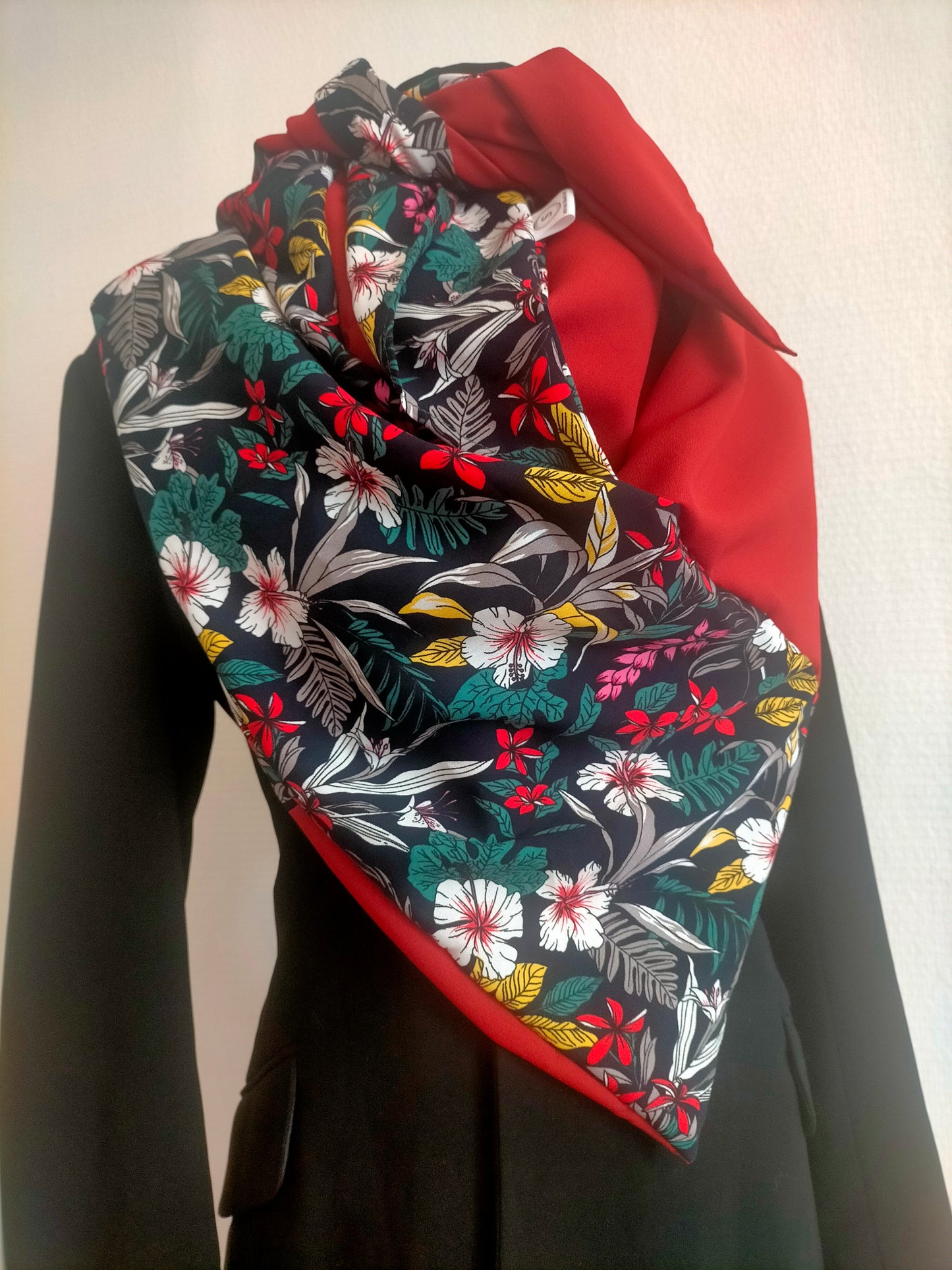 Dolce Tomette Grand foulard viscose et crêpe léger terracotta