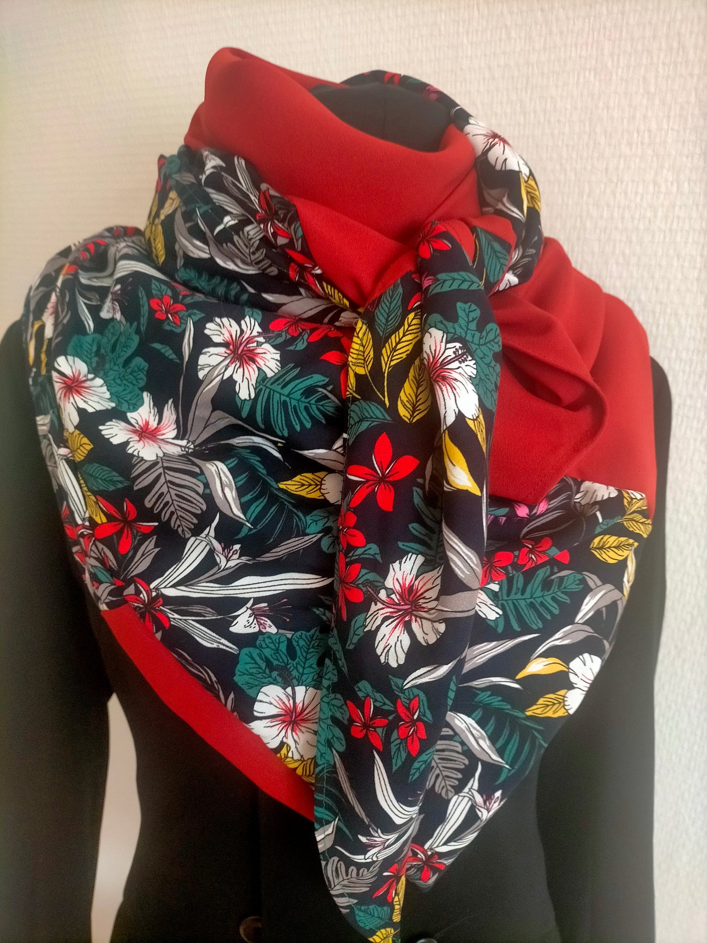 Dolce Tomette Grand foulard viscose et crêpe léger terracotta