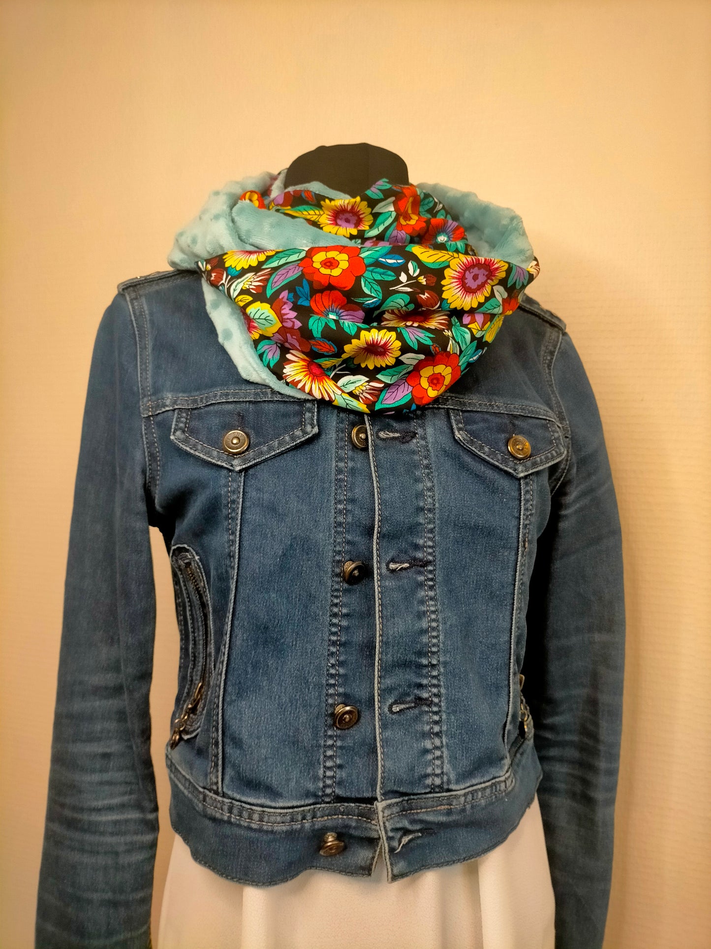 Meeky fleuri Double snood en minky et viscose