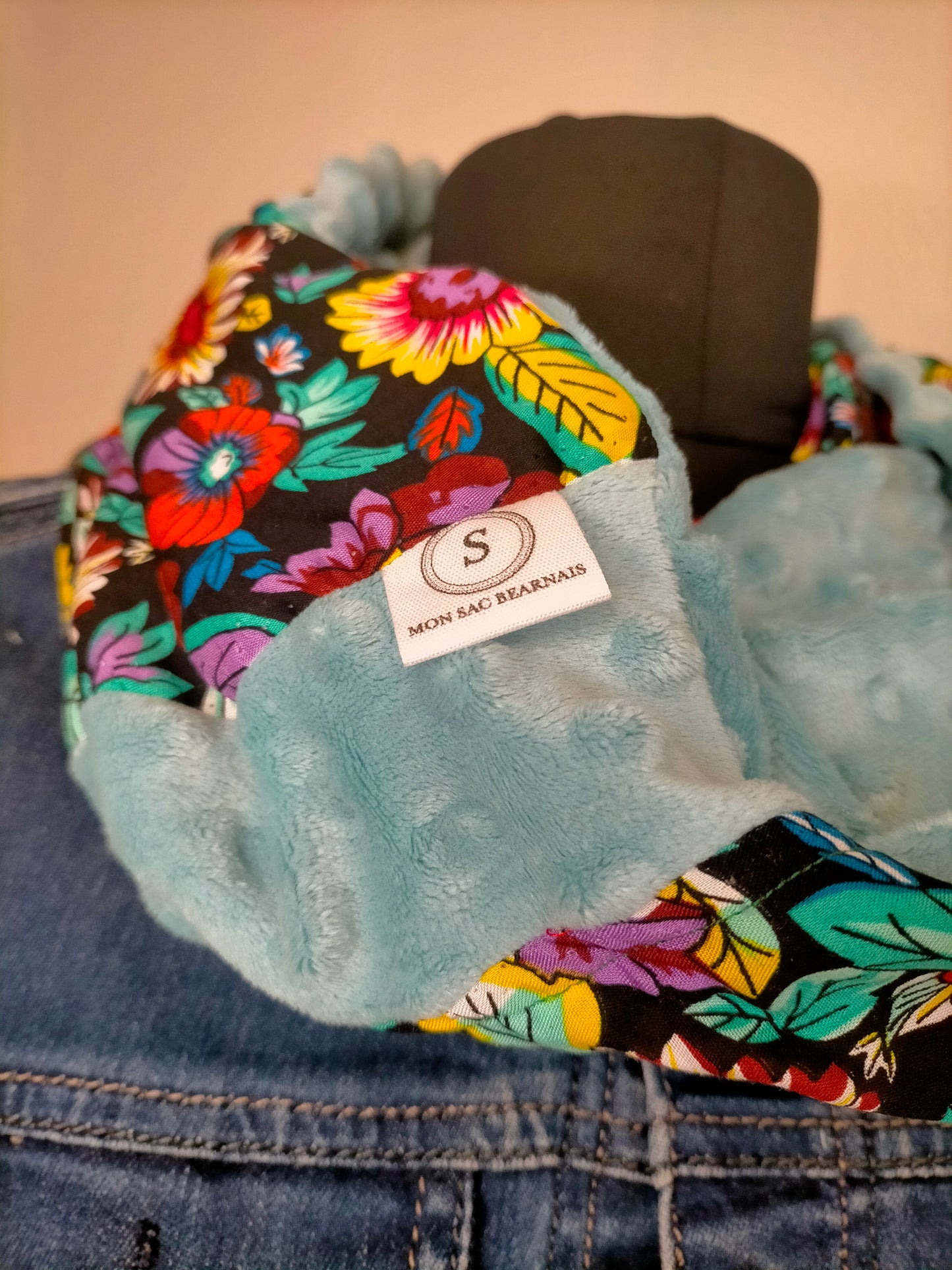 Meeky fleuri II Grand Double snood minky et viscose fleuri