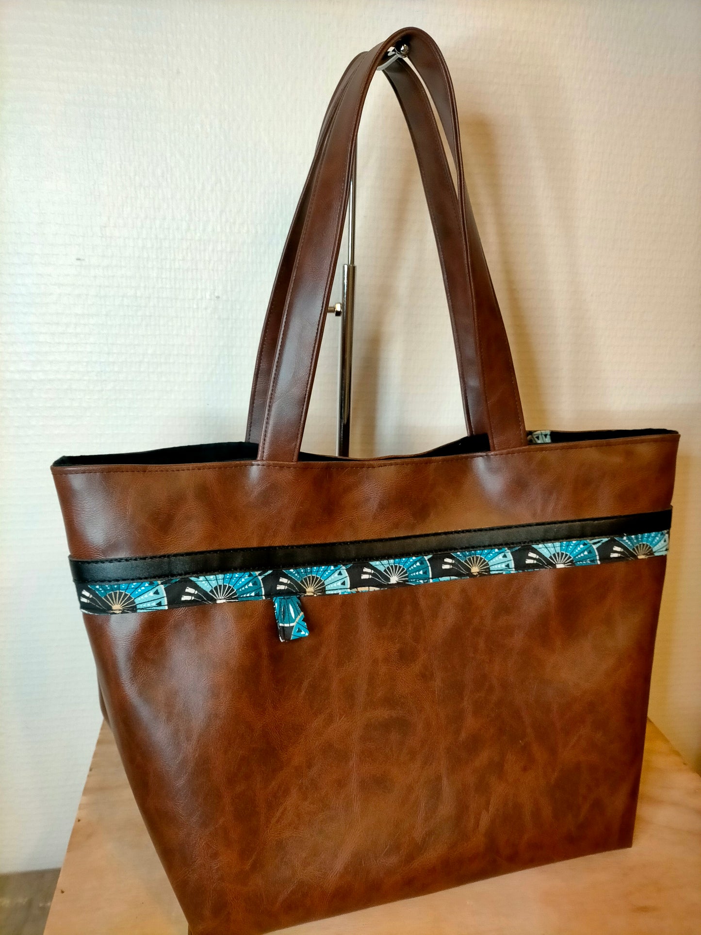 Commande personnalisée Grand Sac cabas porte documents, porte chéquier, porte clefs et porte CB