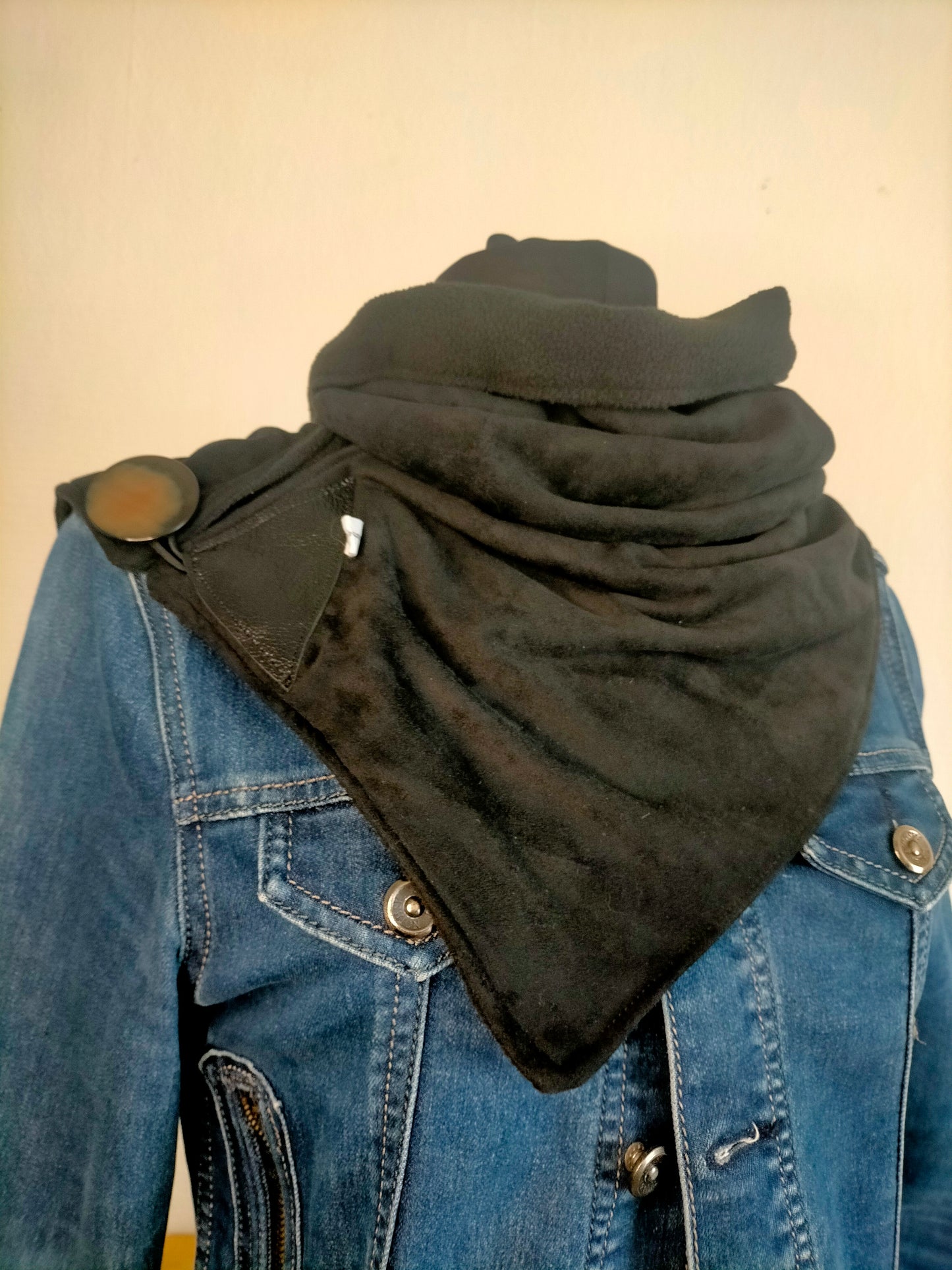 En Trio Black Echarpe Haut de gamme suédine et polaire