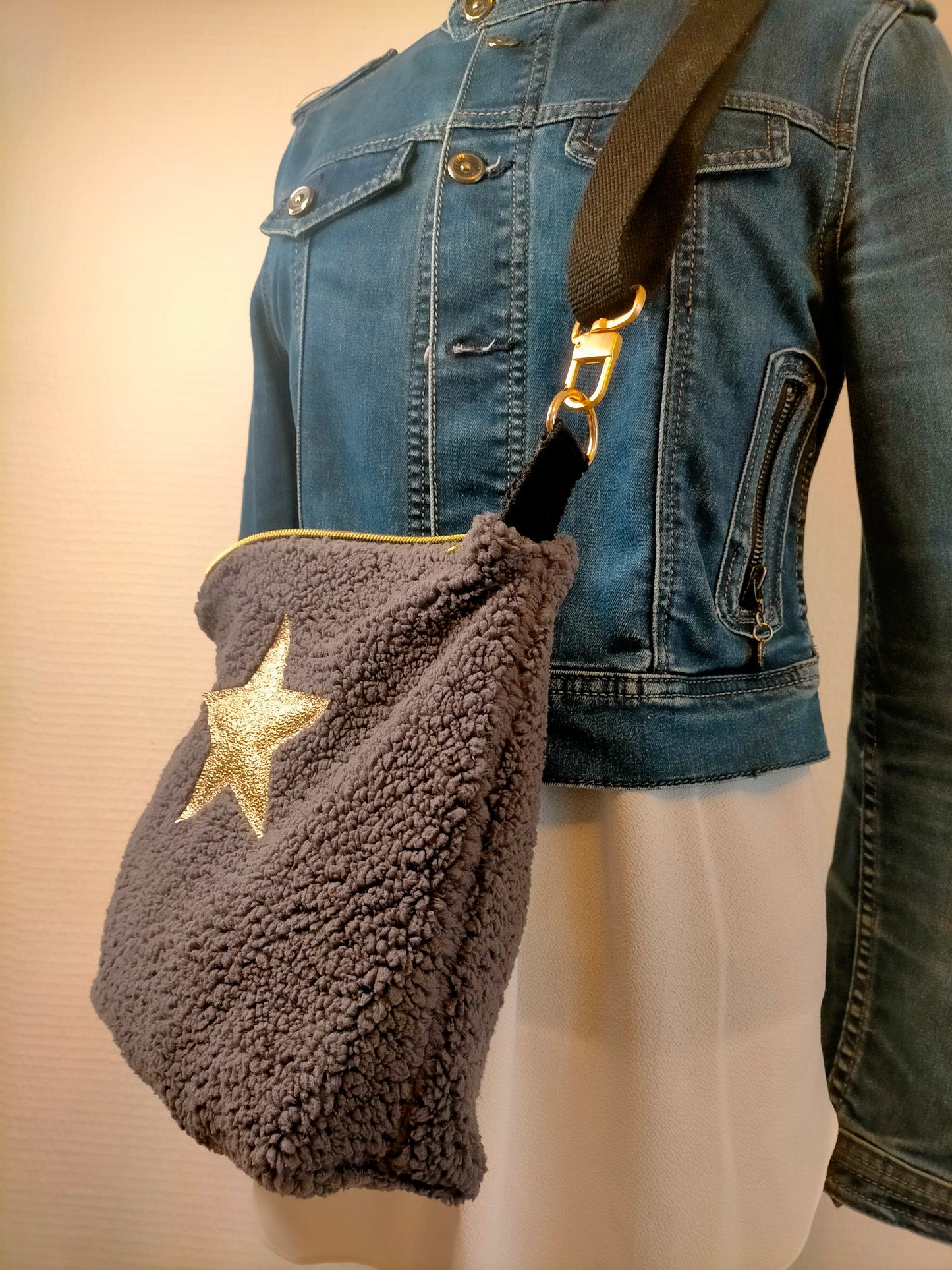 Antarctique sac Hobo en fourrure mouton grise