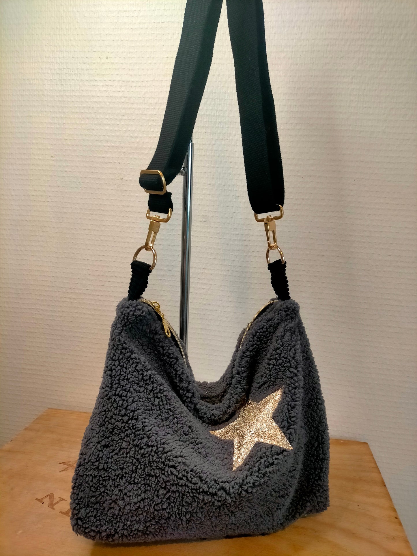 Antarctique sac Hobo en fourrure mouton grise