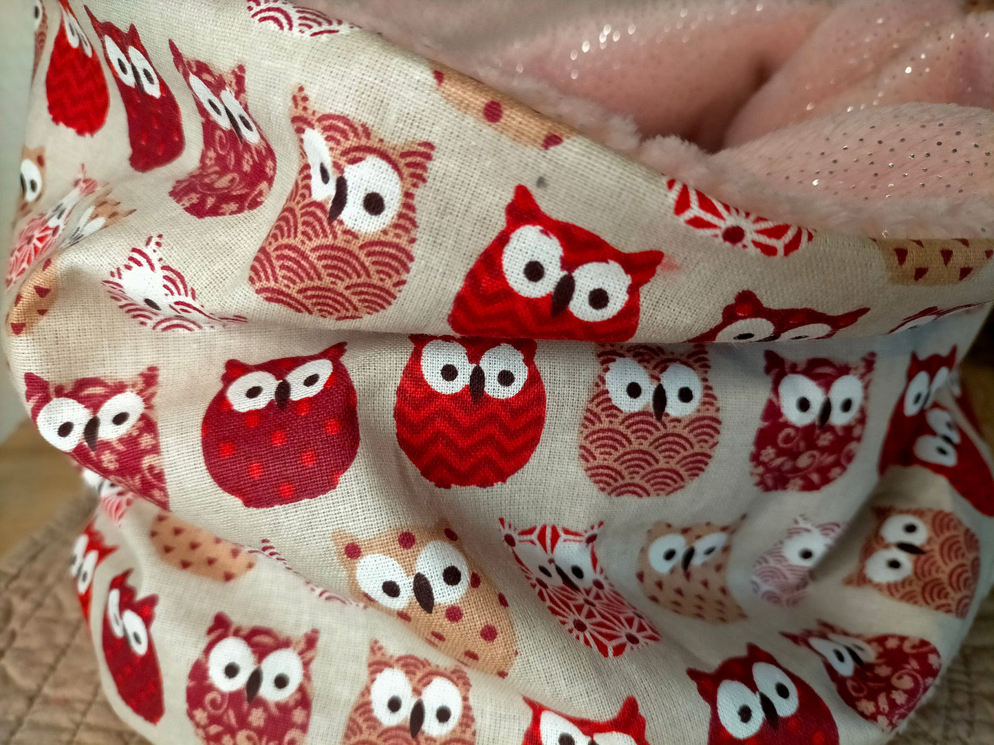 Coucou Hibou rose Snood enfant 3 ans et +
