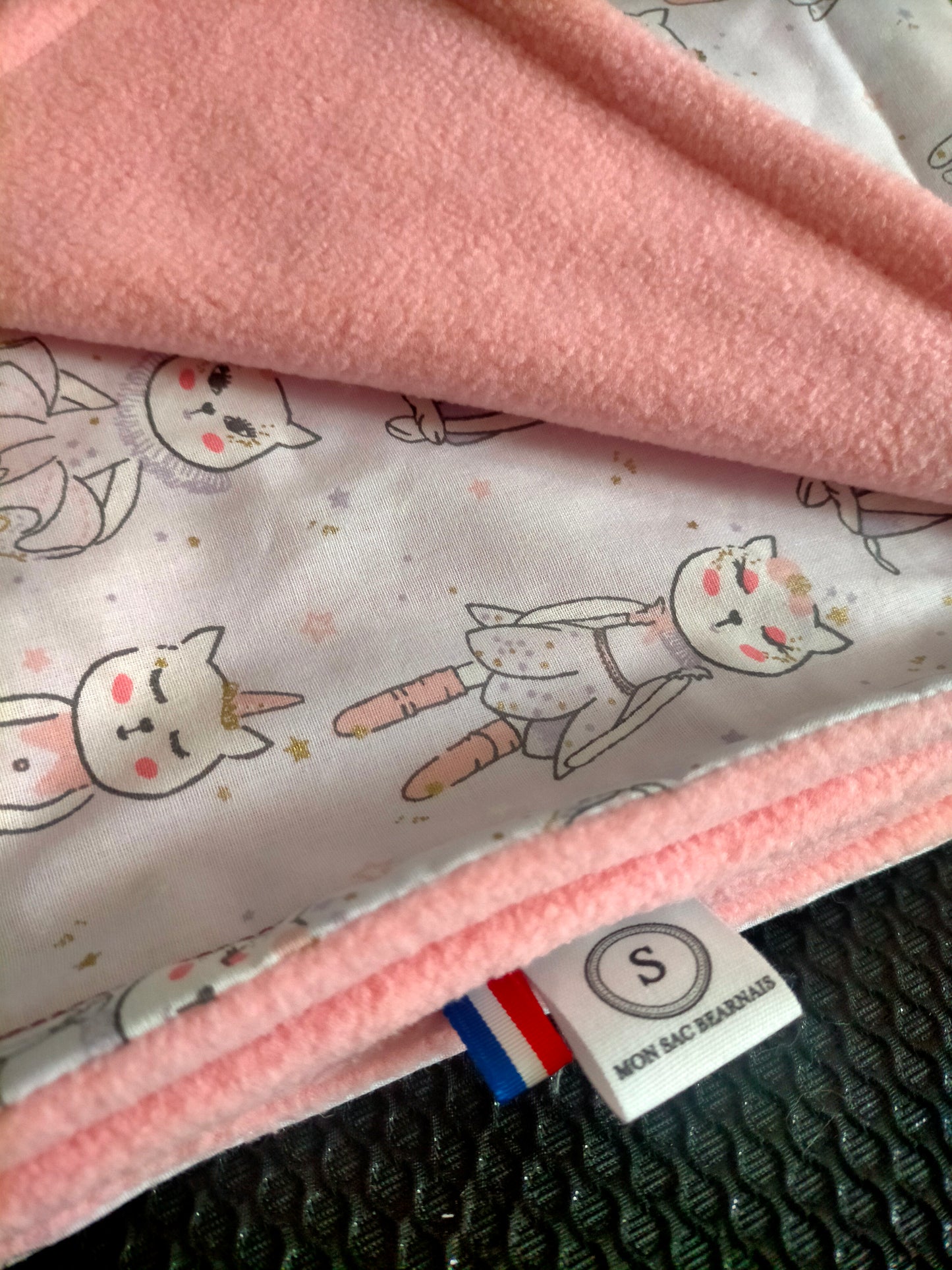 Chatons Couverture en polaire rose et coton imprimé chatons 80 x 50