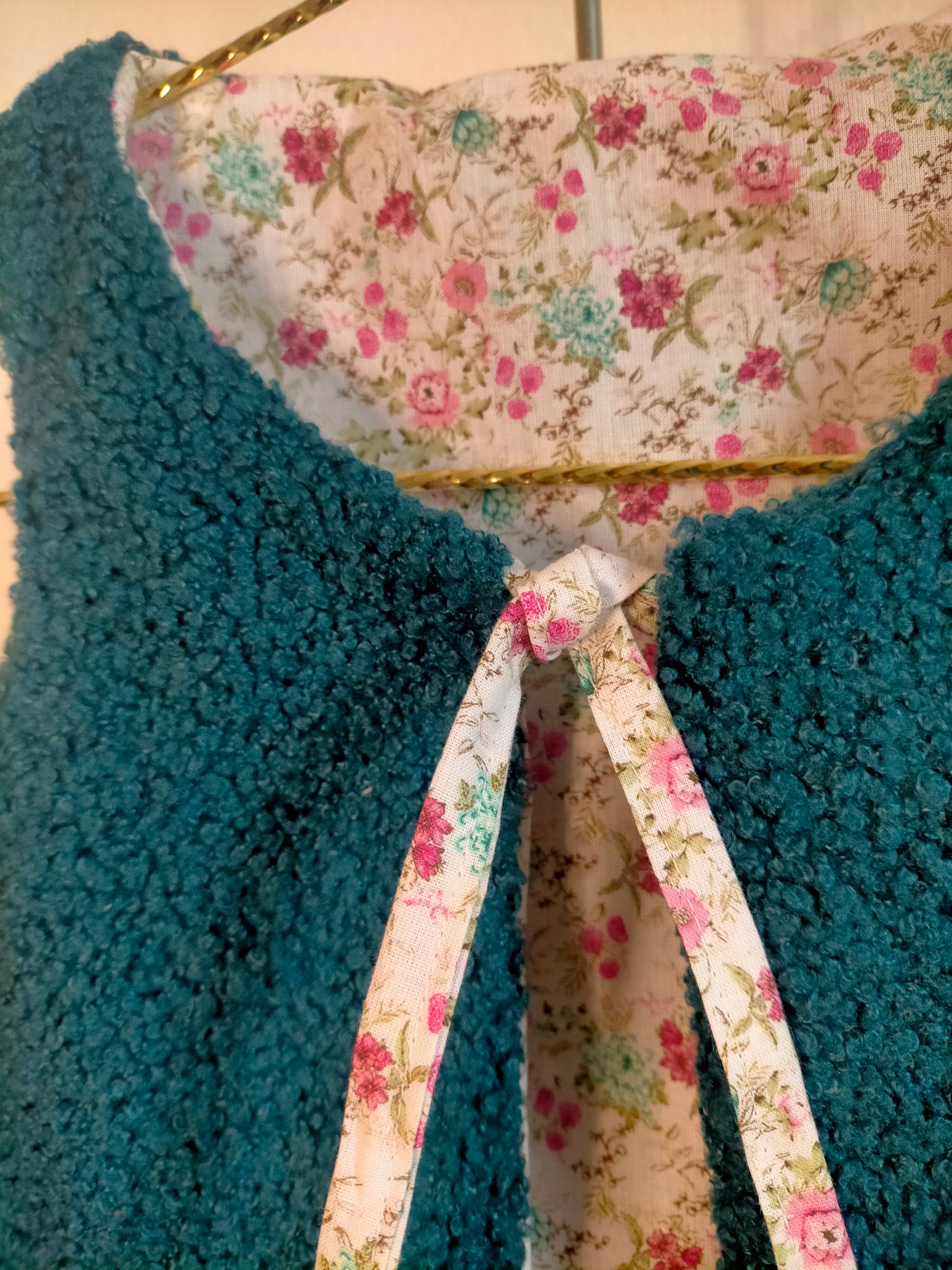 Aimée Gilet réversible 3 ANS Bouclette bleu canard et coton