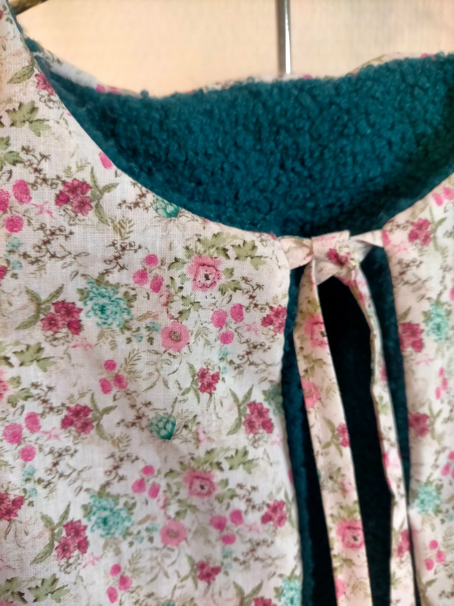 Aimée Gilet réversible 3 ANS Bouclette bleu canard et coton