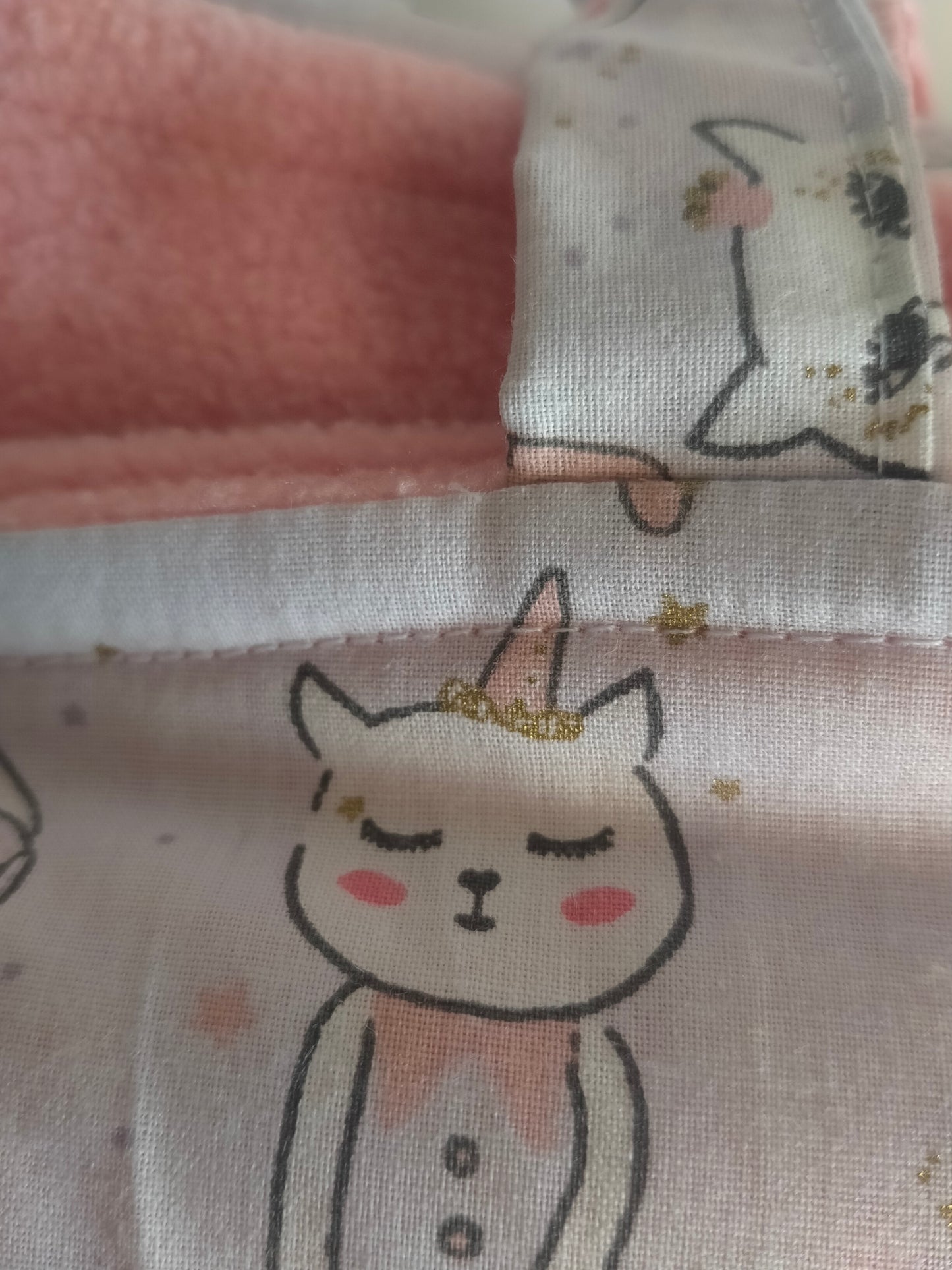 Chatons Couverture en polaire rose et coton imprimé chatons 80 x 50
