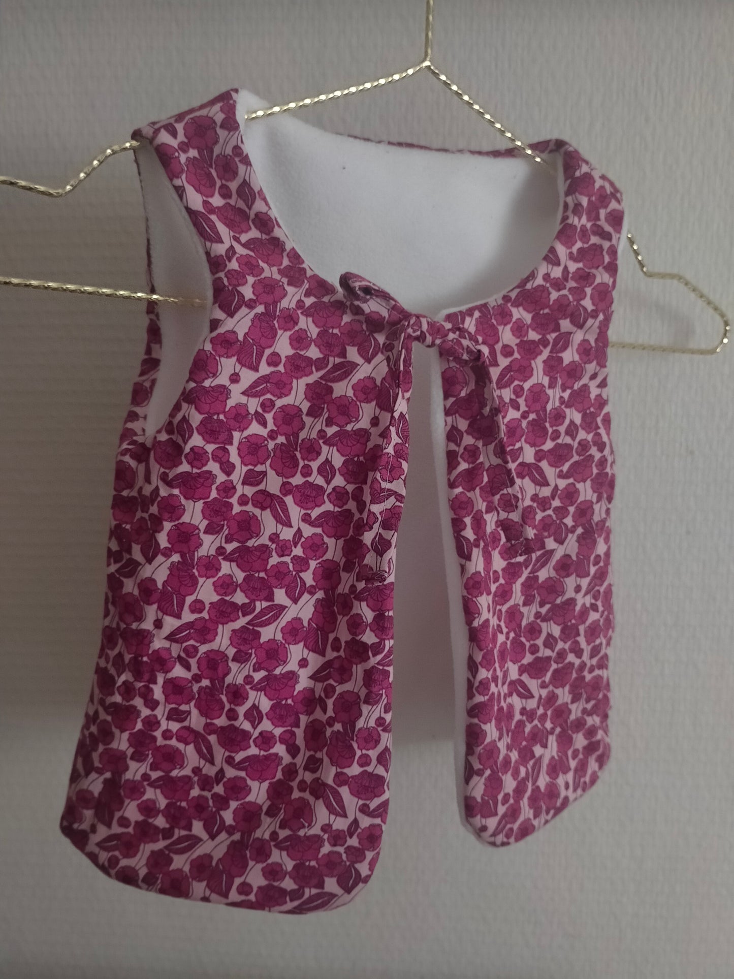Bulle de neige Gilet réversible en polaire blanc et coton fleurs 3 ans
