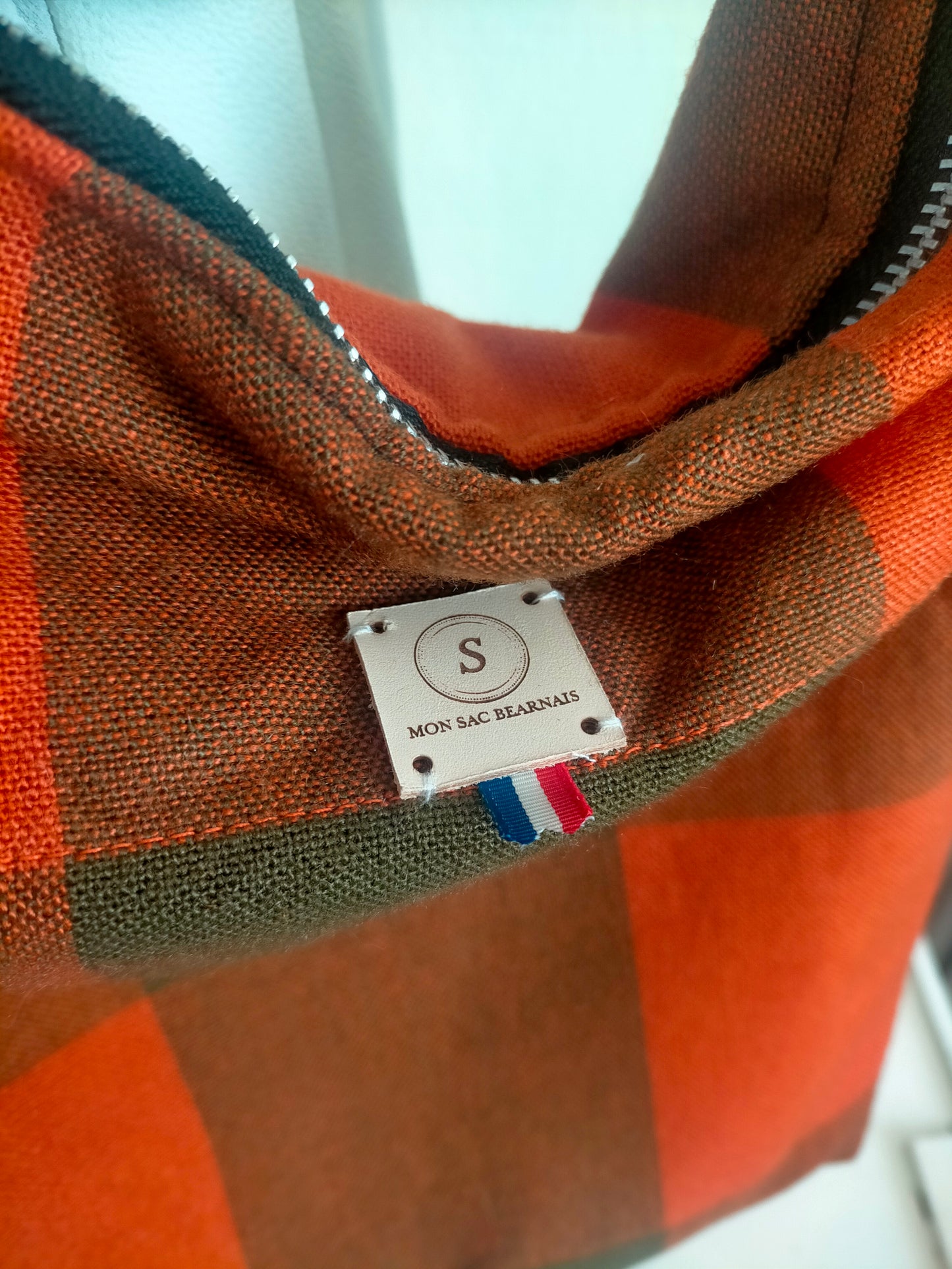 Vintage Upcycling Sac hobo en coton à carreaux, bandoulière amovible