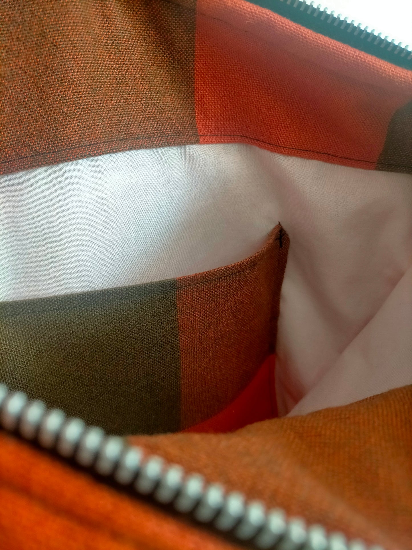 Vintage Upcycling Sac hobo en coton à carreaux, bandoulière amovible