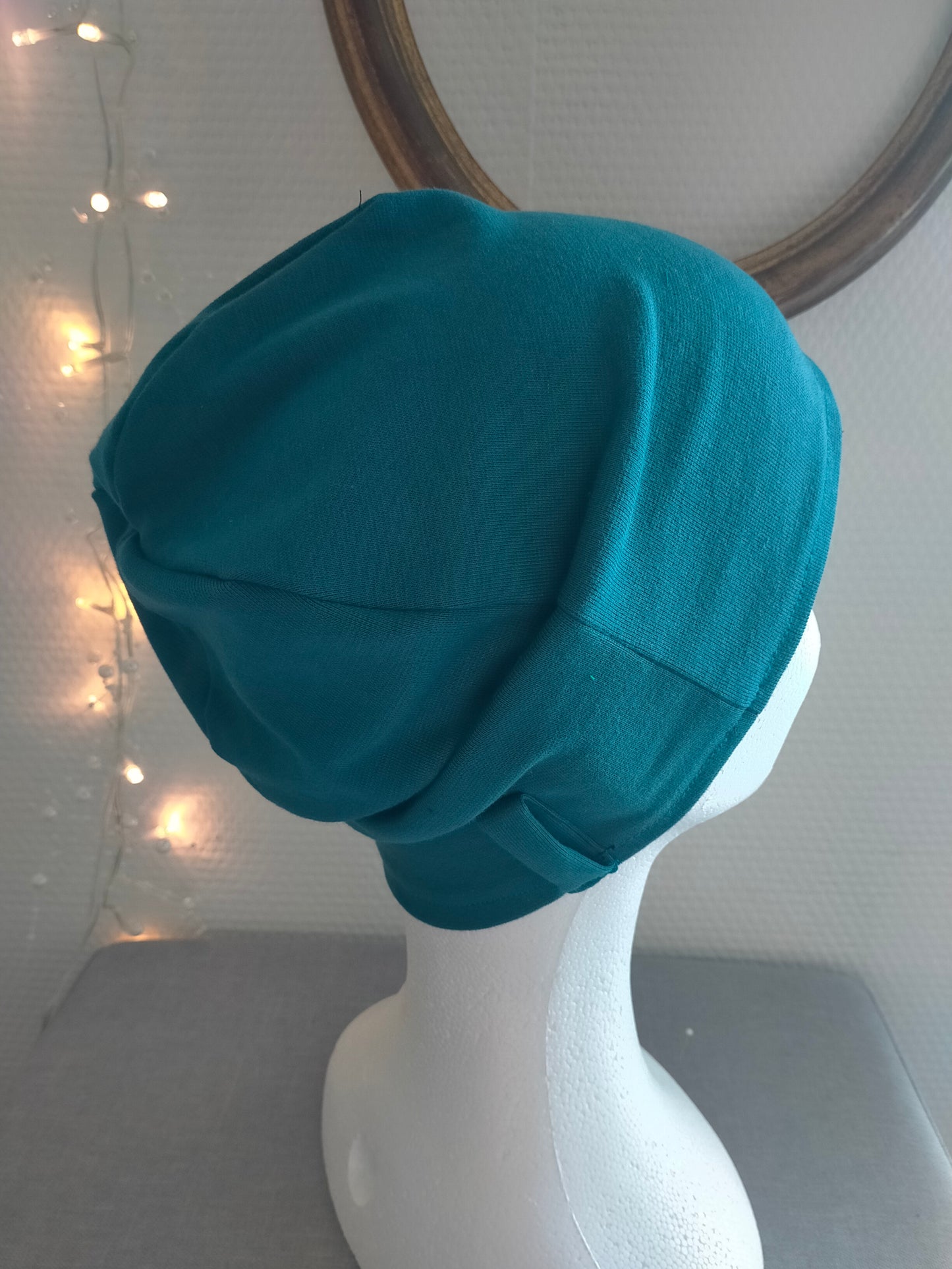 Sublimant 4 Ensemble bonnet de chimiothérapie/ Alopécie et son foulard REVERSIBLE voile fleuri lurex et crêpe rose pale