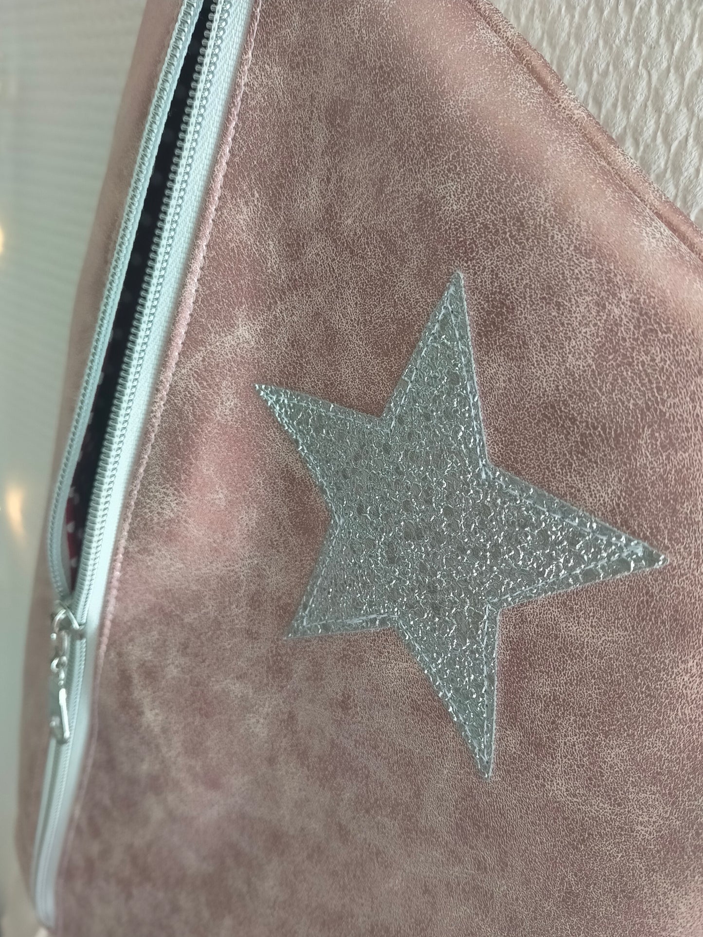 Rosita Sac banane en simili cuir vieilli rose, Bandoulière amovible
