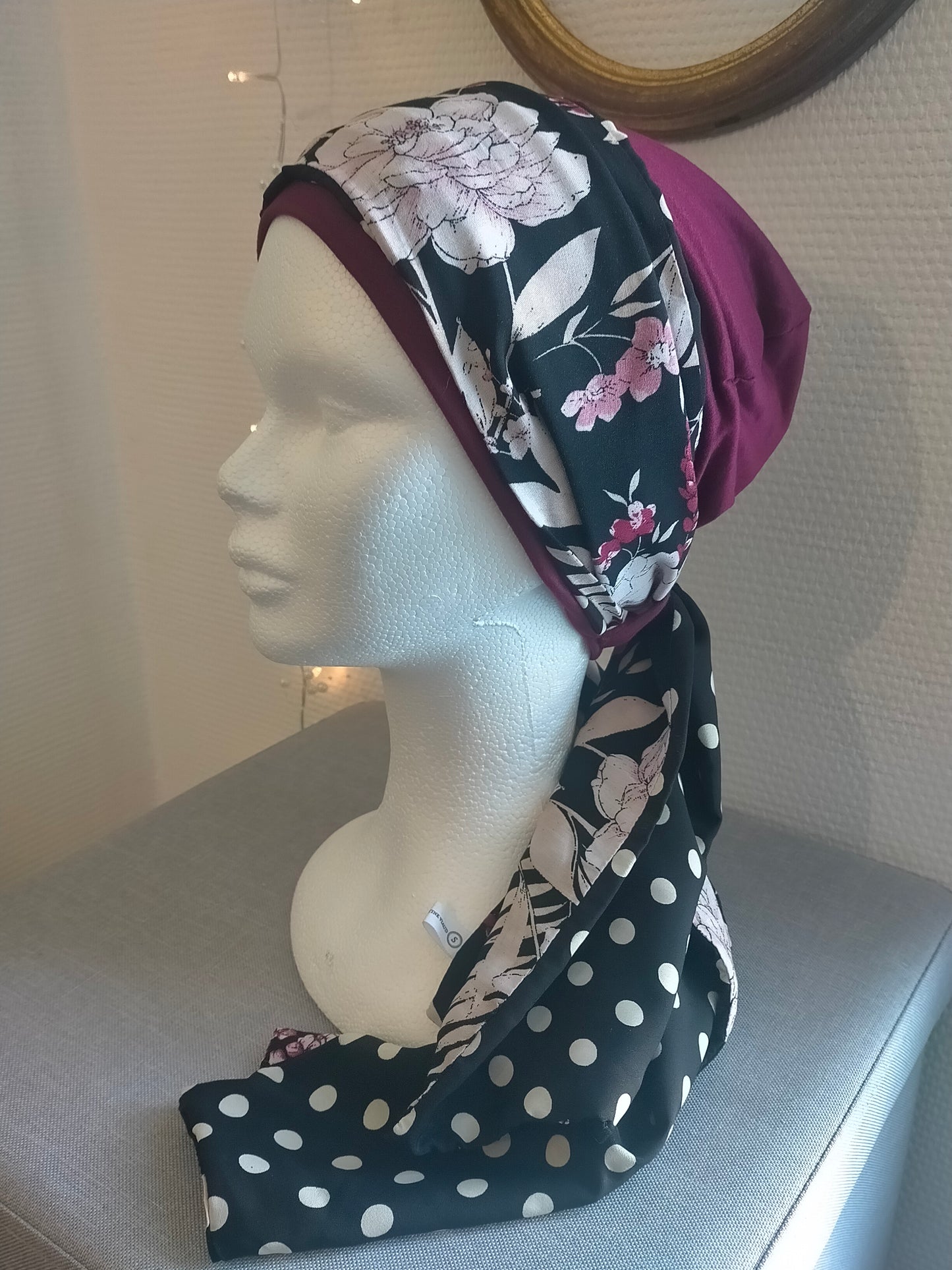 Sublimant 21 Ensemble bonnet de chimiothérapie/ Alopécie et son foulard REVERSIBLE MODELE UNIQUE