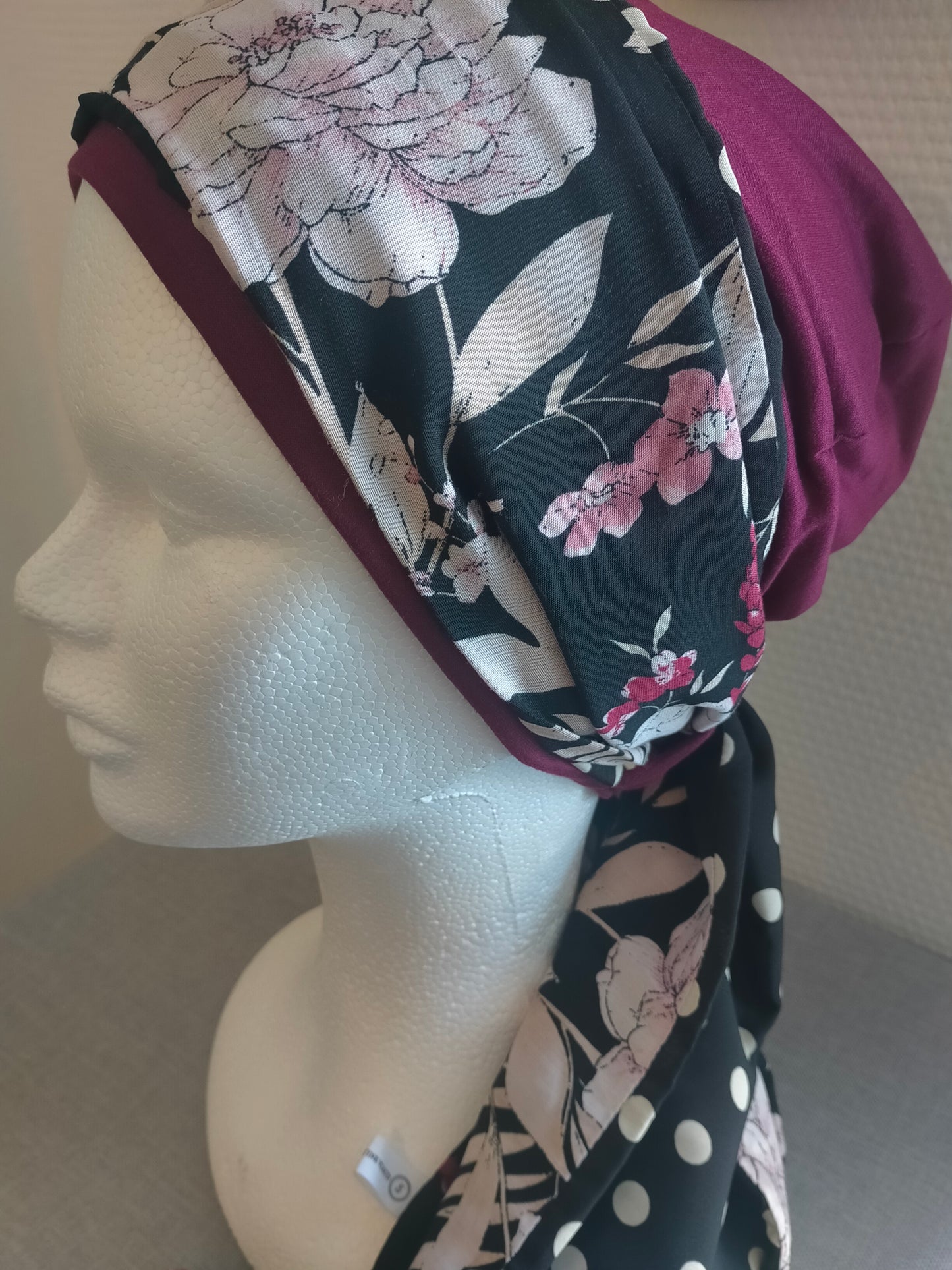 Sublimant 21 Ensemble bonnet de chimiothérapie/ Alopécie et son foulard REVERSIBLE MODELE UNIQUE