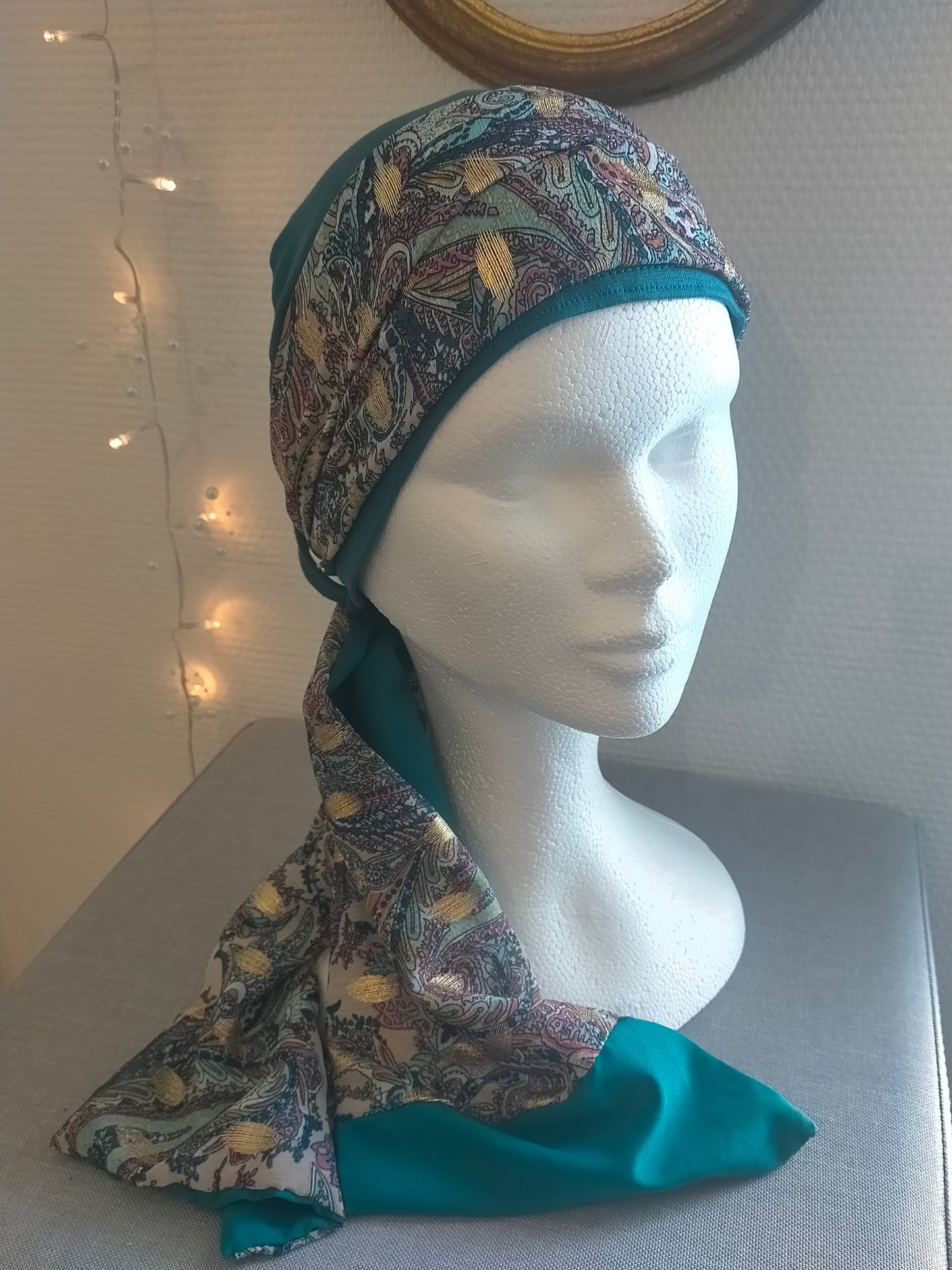 Sublimant 20 Ensemble bonnet de chimiothérapie/Alopécie et son foulard REVERSIBLE MODELE UNIQUE