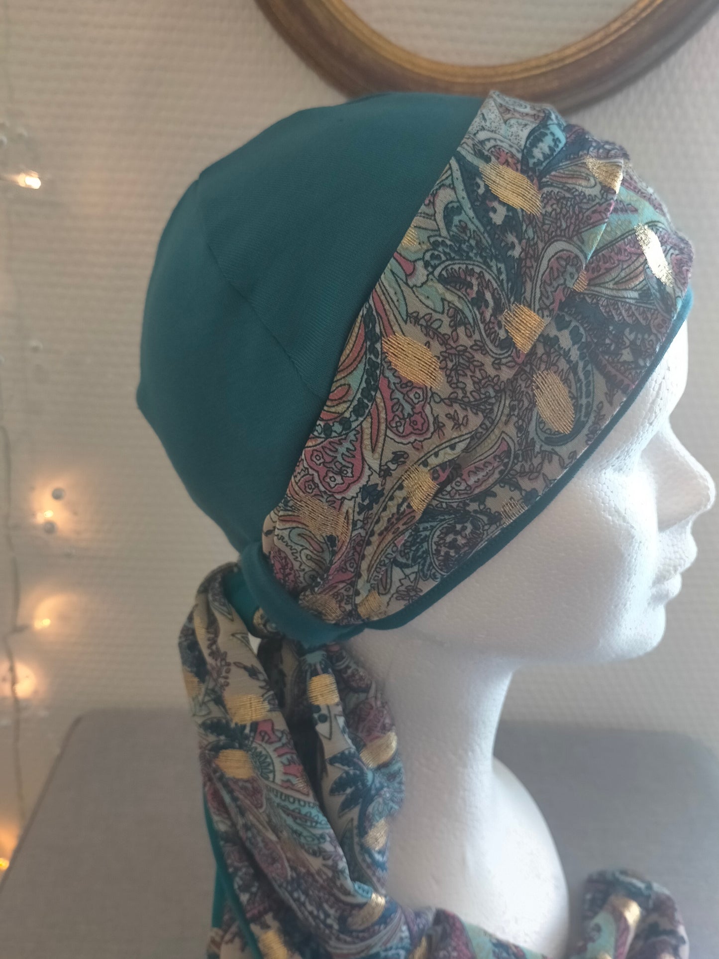 Sublimant 20 Ensemble bonnet de chimiothérapie/Alopécie et son foulard REVERSIBLE MODELE UNIQUE