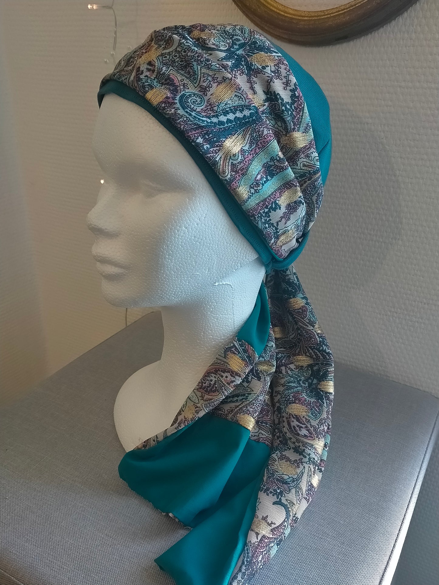Sublimant 20 Ensemble bonnet de chimiothérapie/Alopécie et son foulard REVERSIBLE MODELE UNIQUE