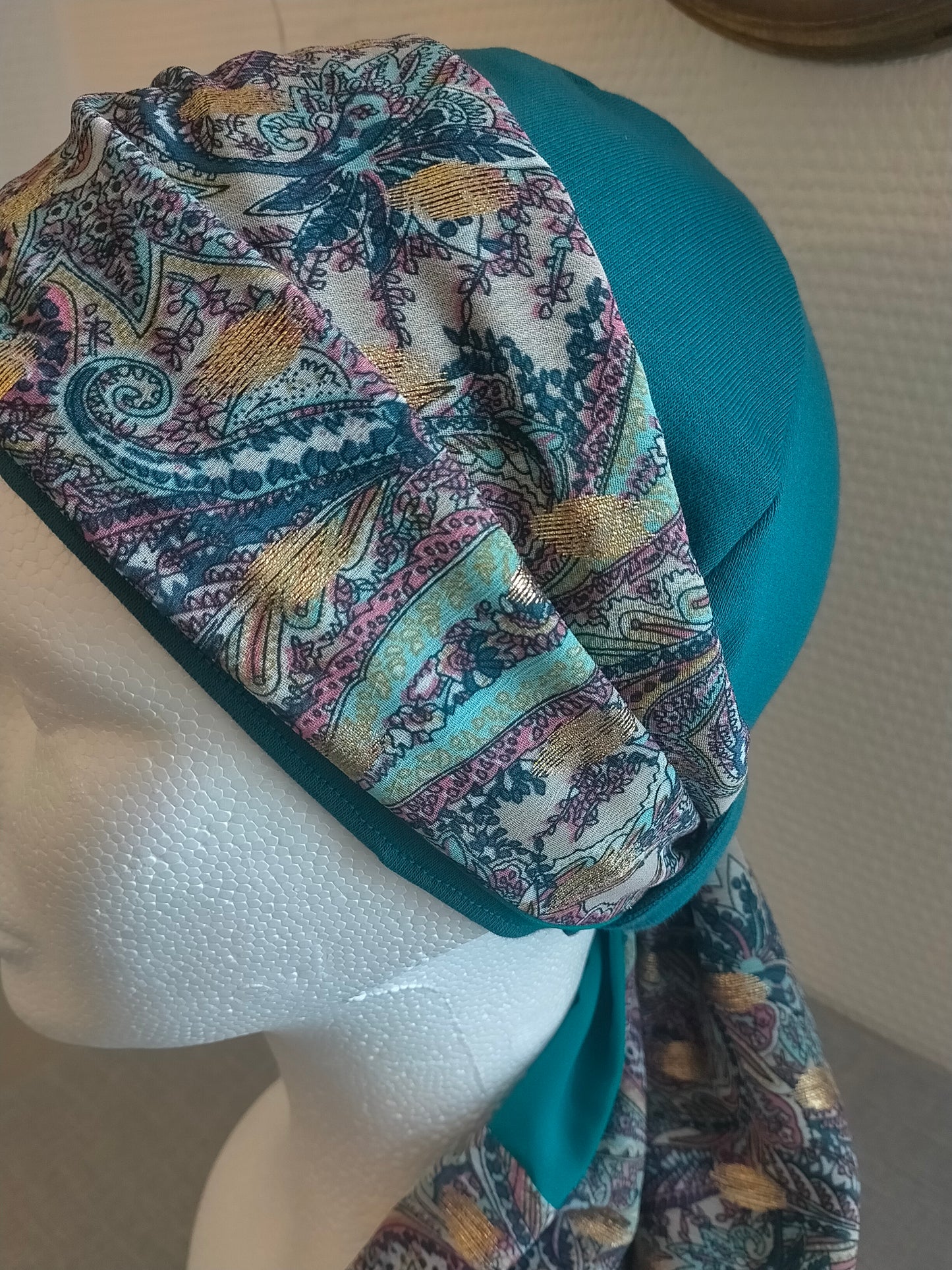 Sublimant 20 Ensemble bonnet de chimiothérapie/Alopécie et son foulard REVERSIBLE MODELE UNIQUE