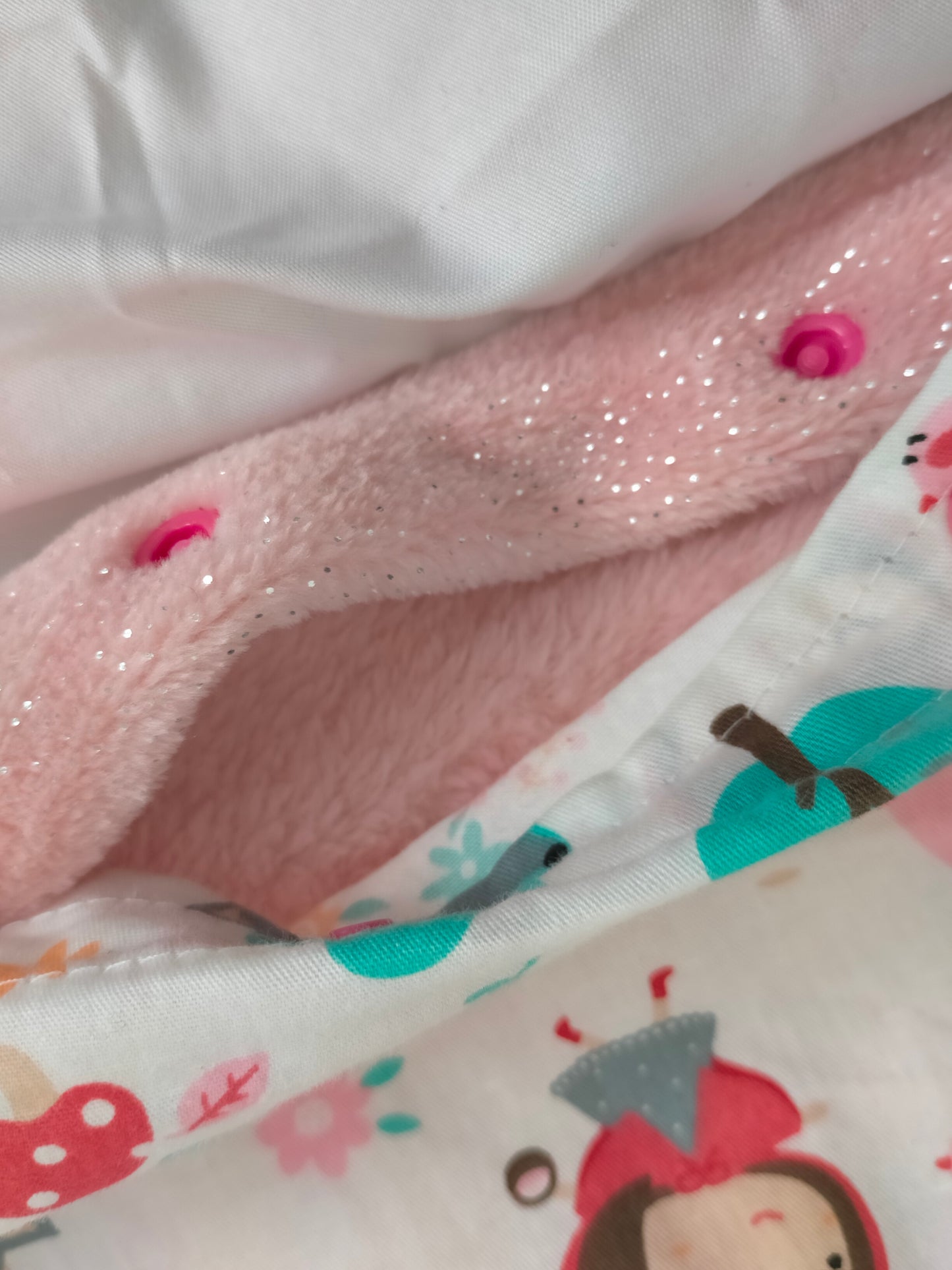 Cou-Zin Petit chaperon rouge fausse fourrure pailleté rose