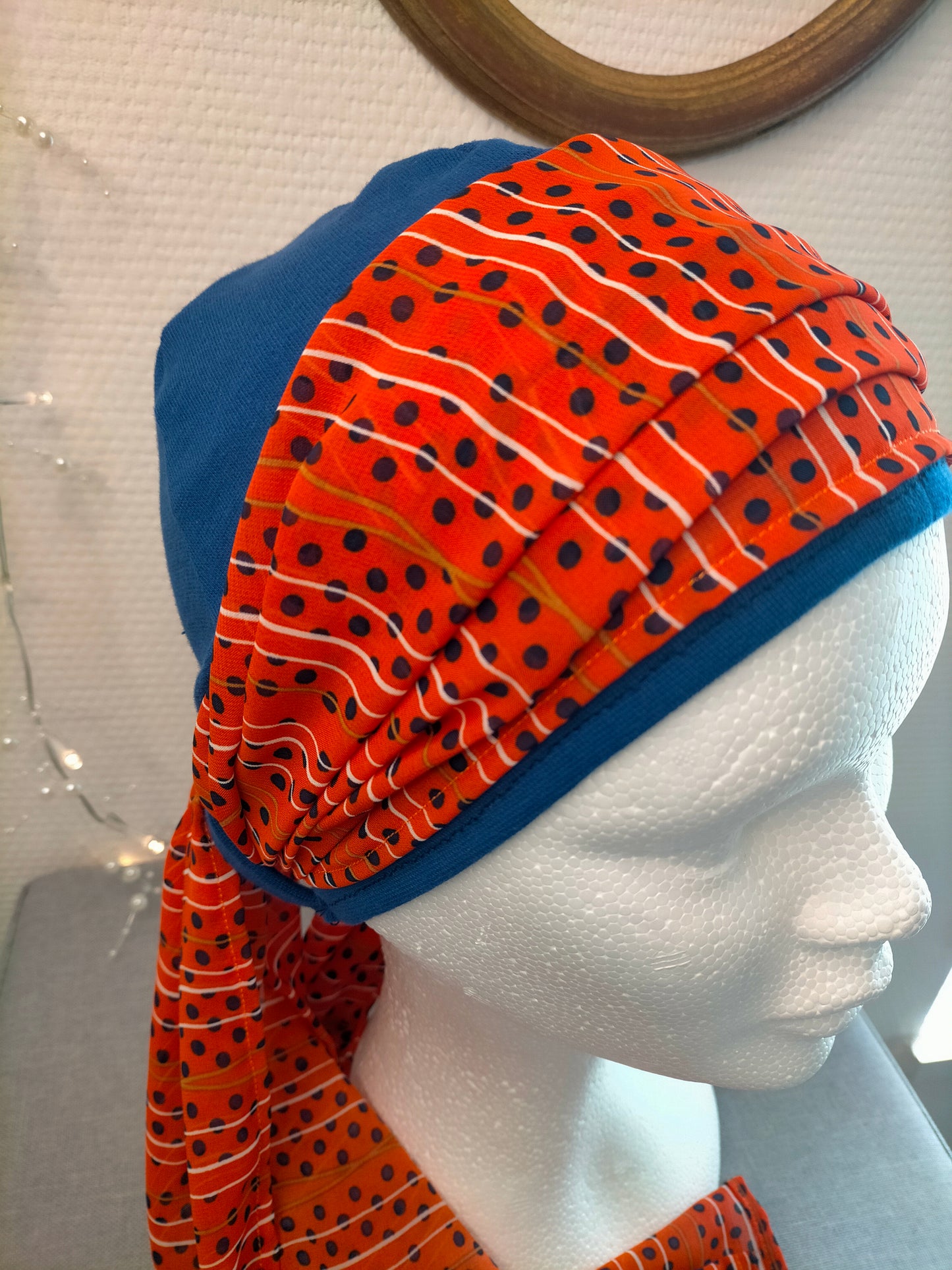 Sublimant 23 Ensemble Bonnet de chimiothérapie / Alopécie et son foulard en voile MODELE UNIQUE