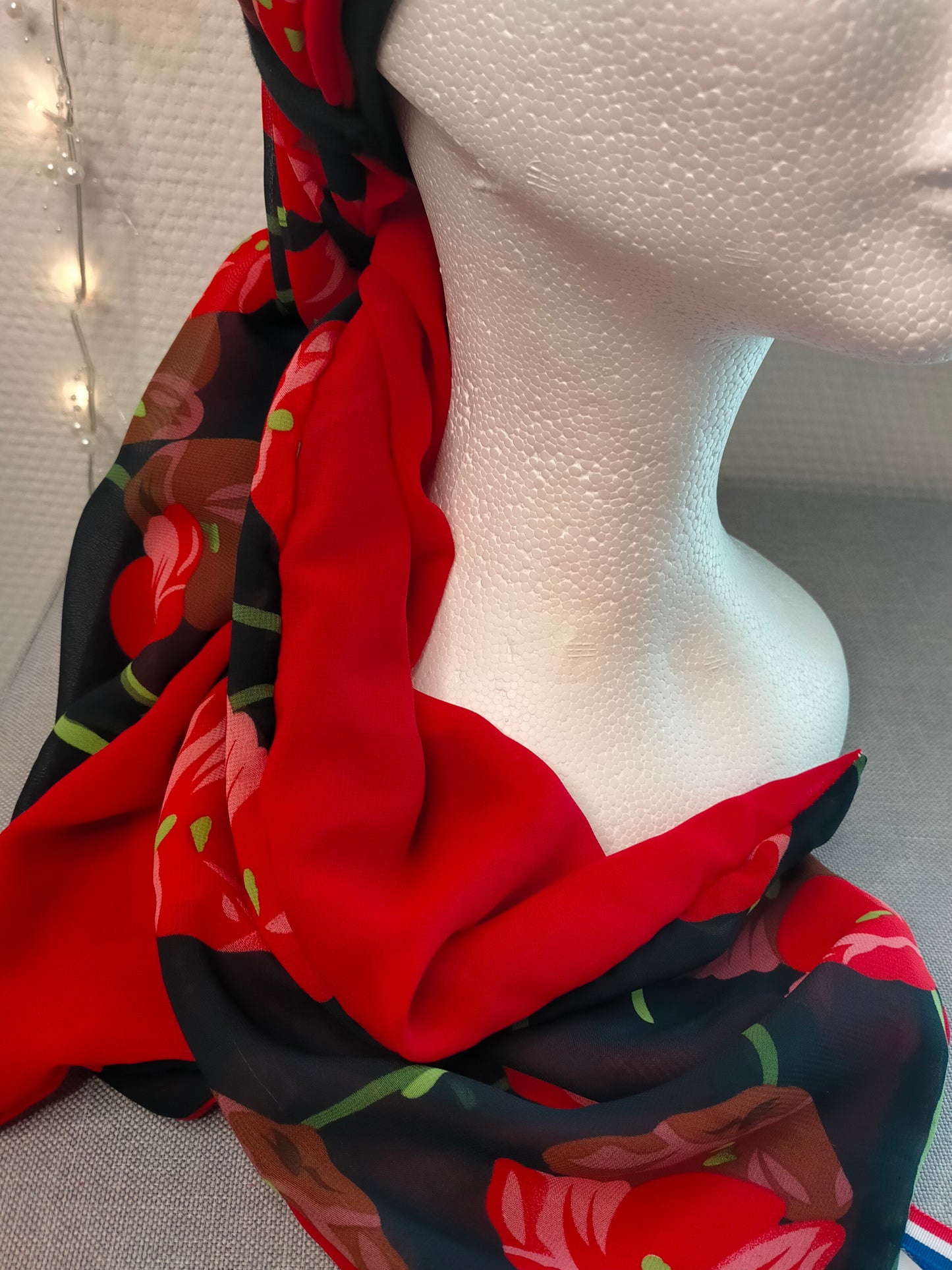 Sublimant 29 Ensemble bonnet de chimiothérapie/ Alopécie et son foulard en voile REVERSIBLE MODELE UNIQUE