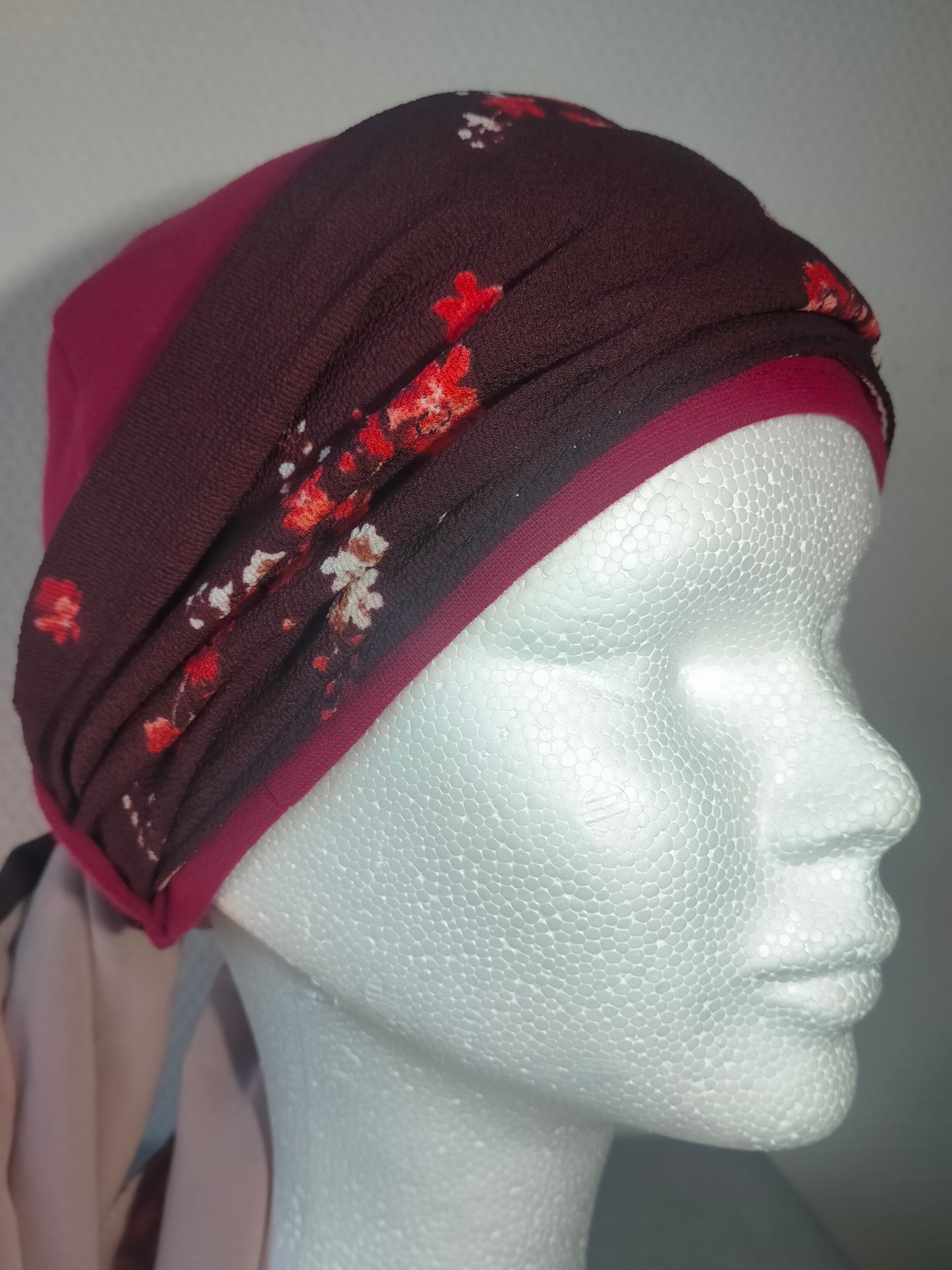 Sublimant 33 Ensemble bonnet de chimiothérapie/Alopécie et son foulard REVERSIBLE crêpe et voile
