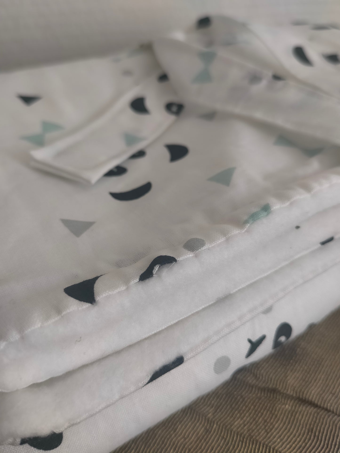 Panda Couverture en polaire blanche et coton 73 x 52