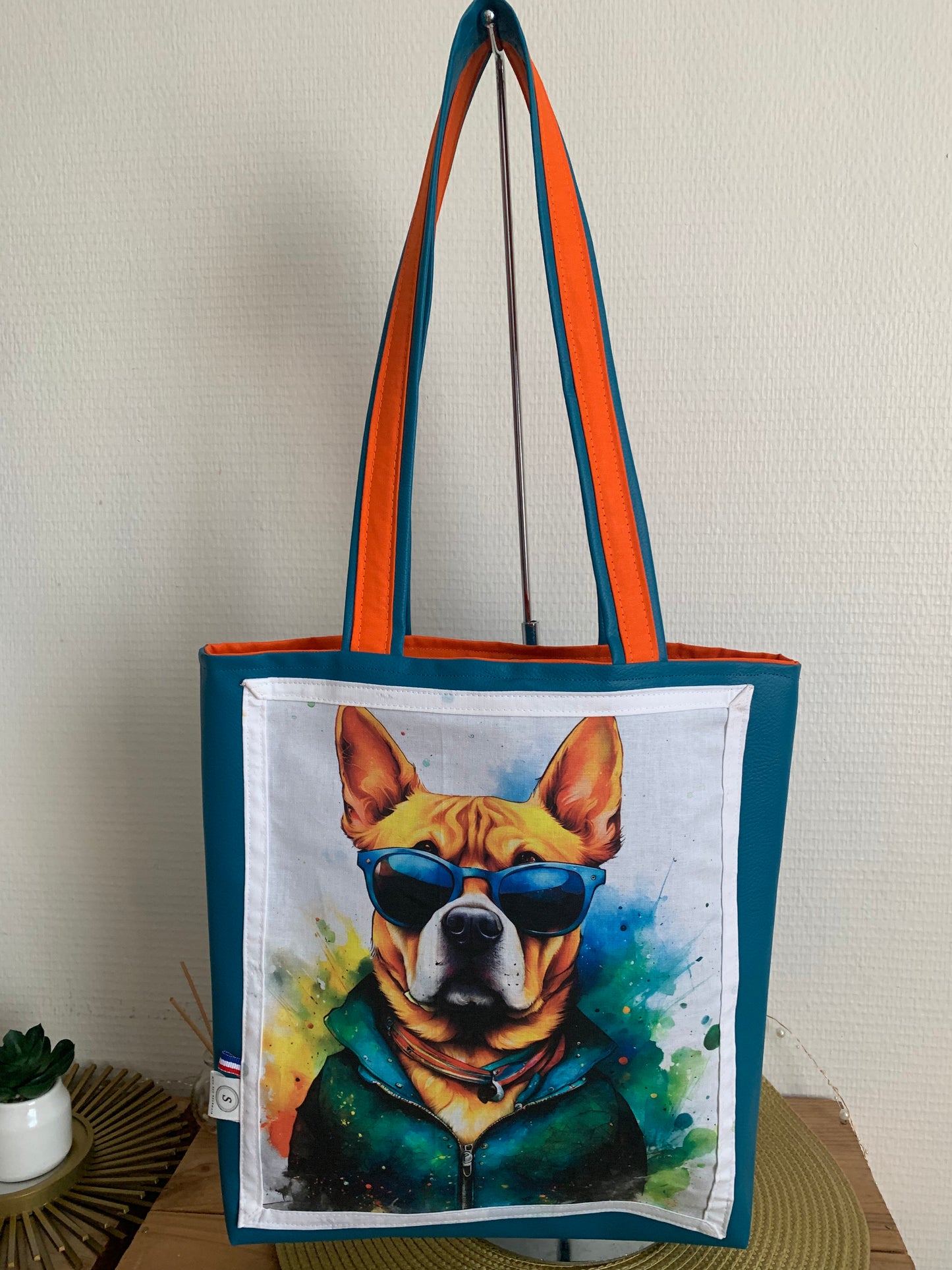 Charlie le chien Sac simili cuir bleu canard *
