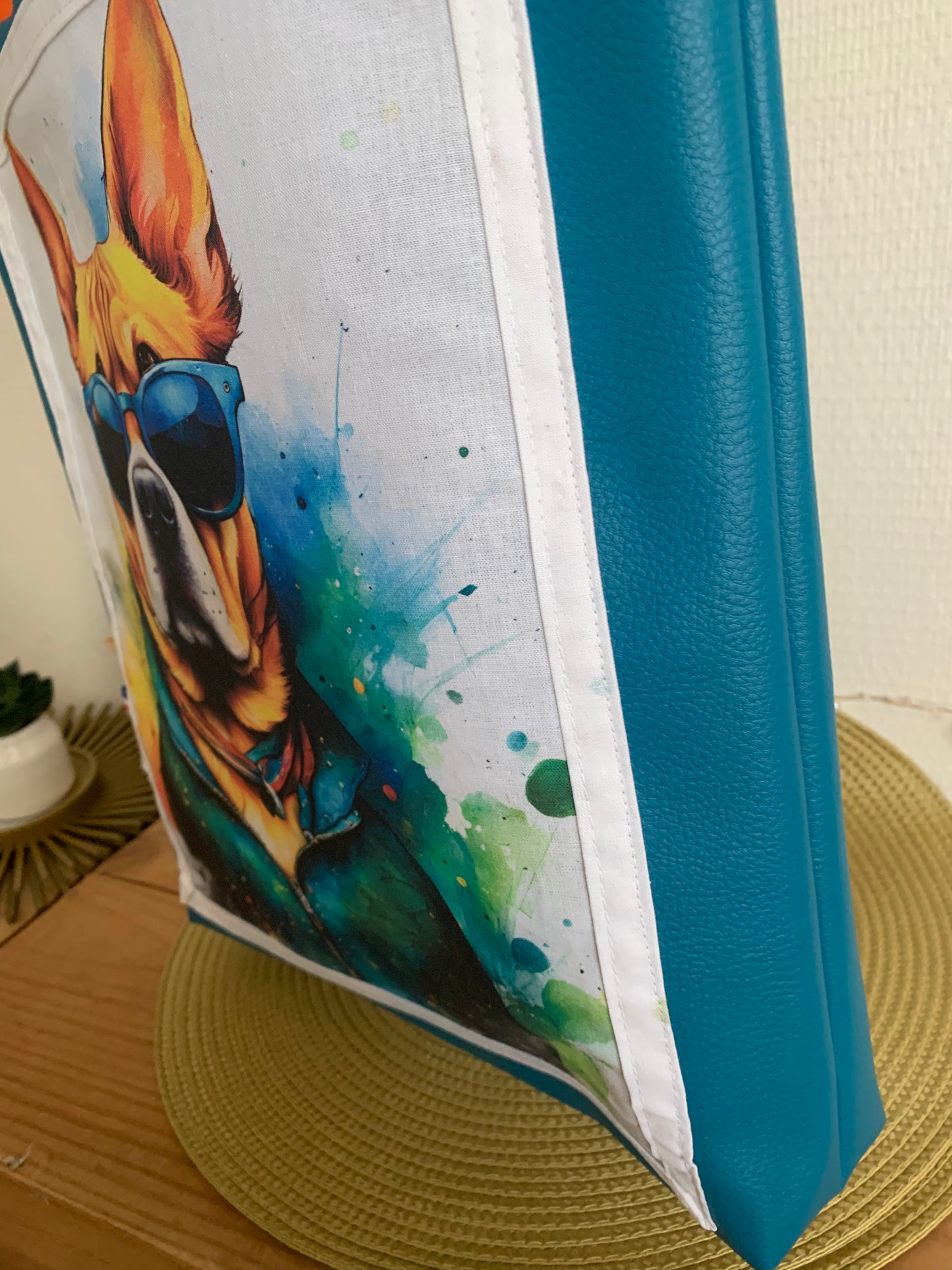 Charlie le chien Sac simili cuir bleu canard *