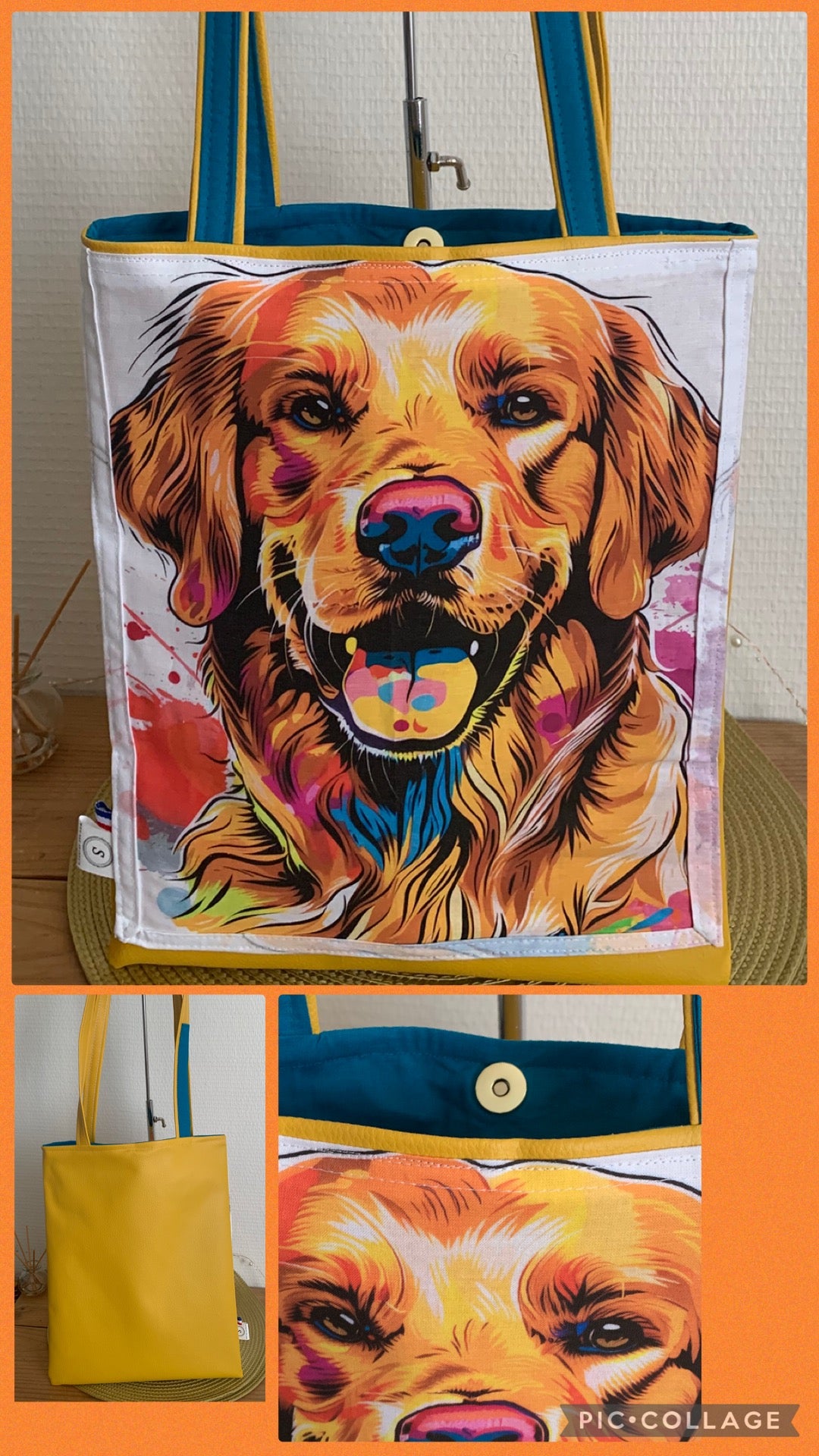 Connor le chien Sac en simili cuir jaune poussin