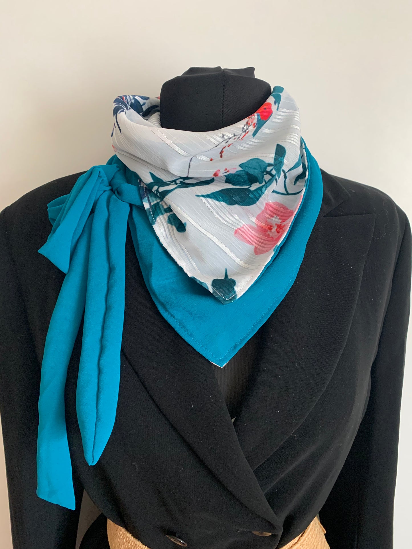 MINI 15 Foulard façon bandana à lanières REVERSIBLE