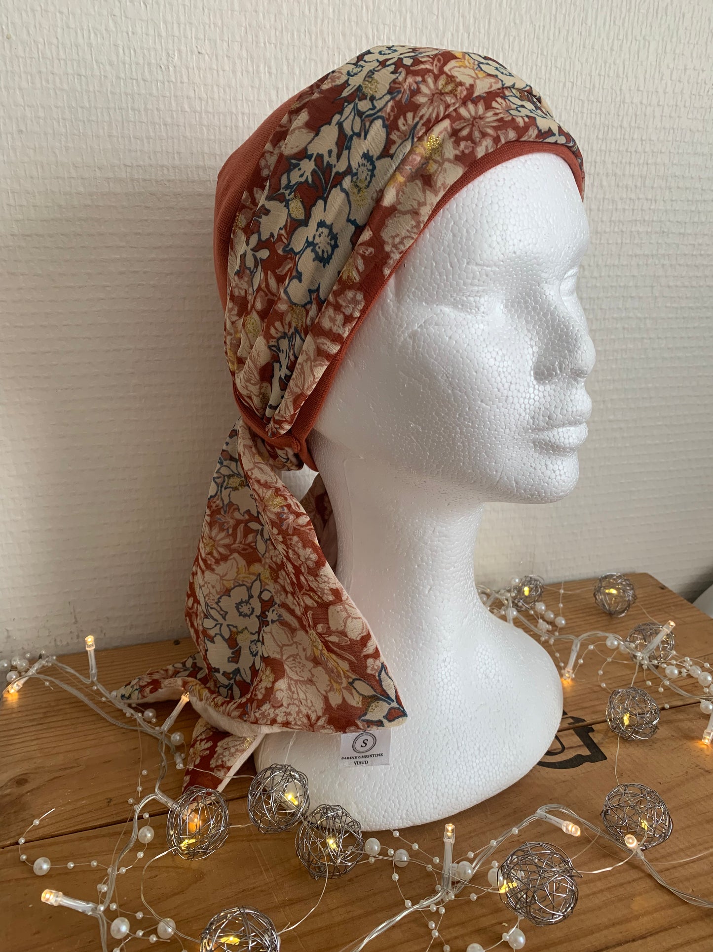 Sublimant 53 Ensemble bonnet de chimiothérapie/ Alopécie et son foulard REVERSIBLE