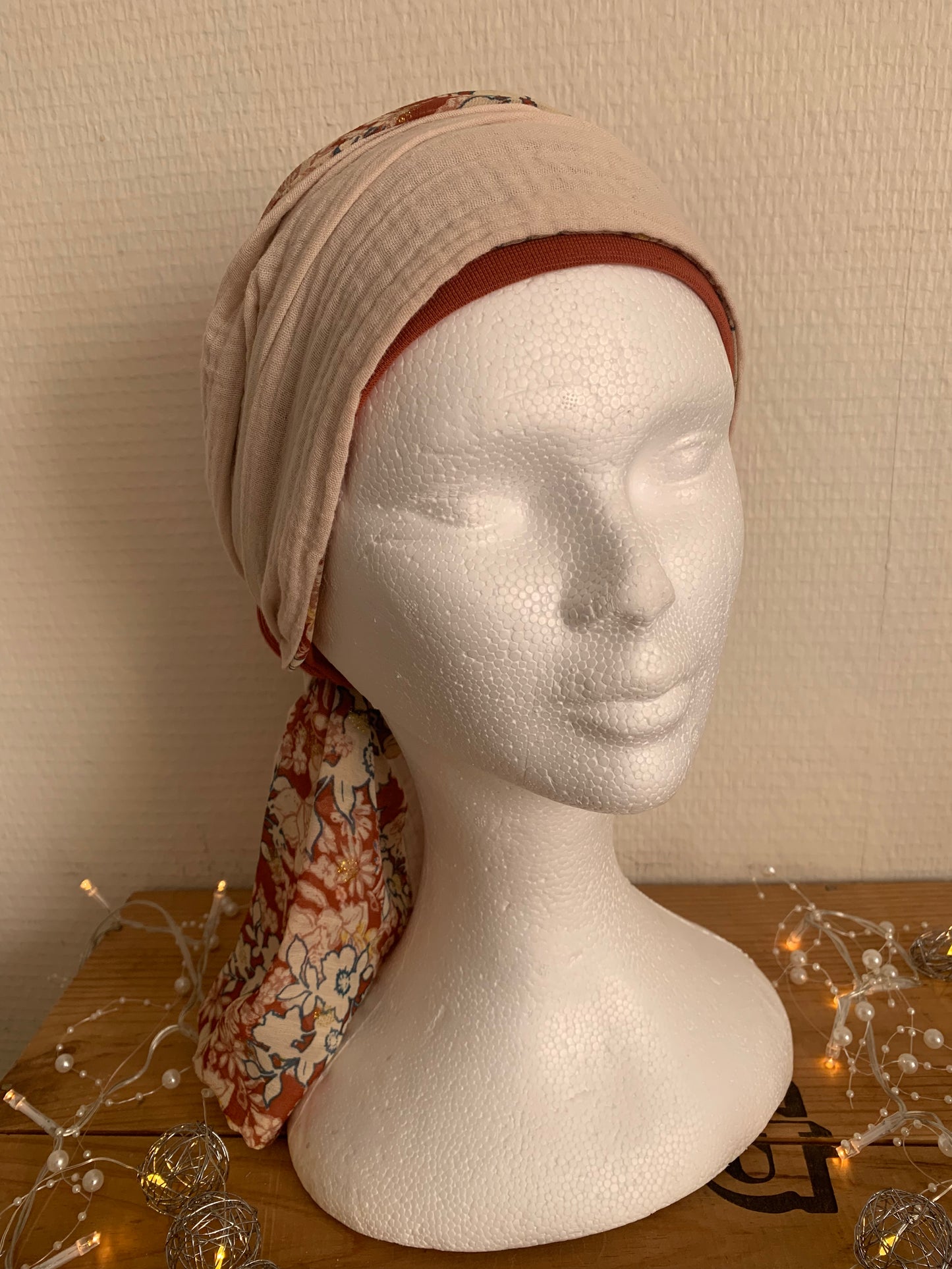 Sublimant 53 Ensemble bonnet de chimiothérapie/ Alopécie et son foulard REVERSIBLE