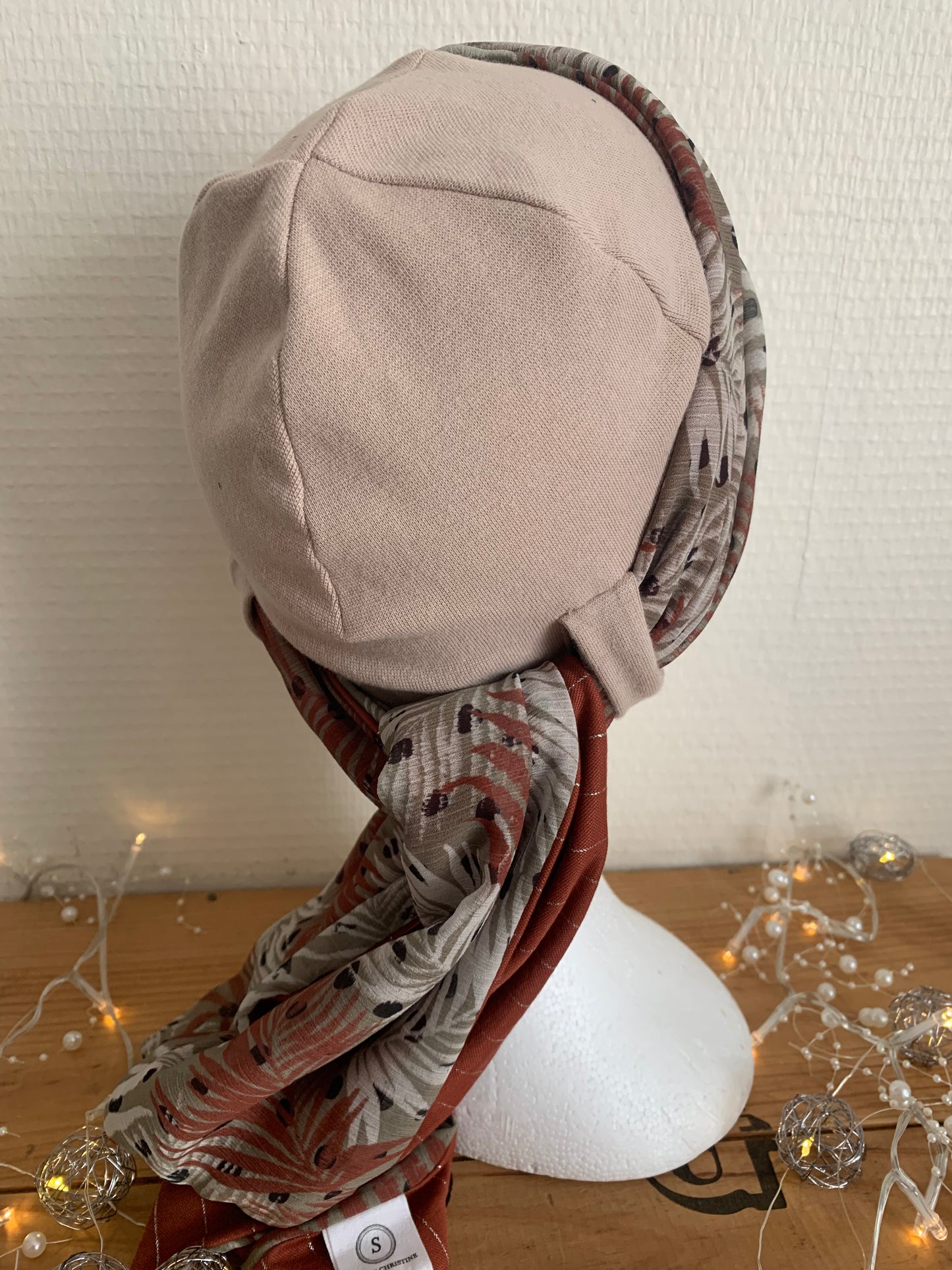 Sublimant 55 Ensemble bonnet de chimiothérapie/ Alopécie et son foulard REVERSIBLE