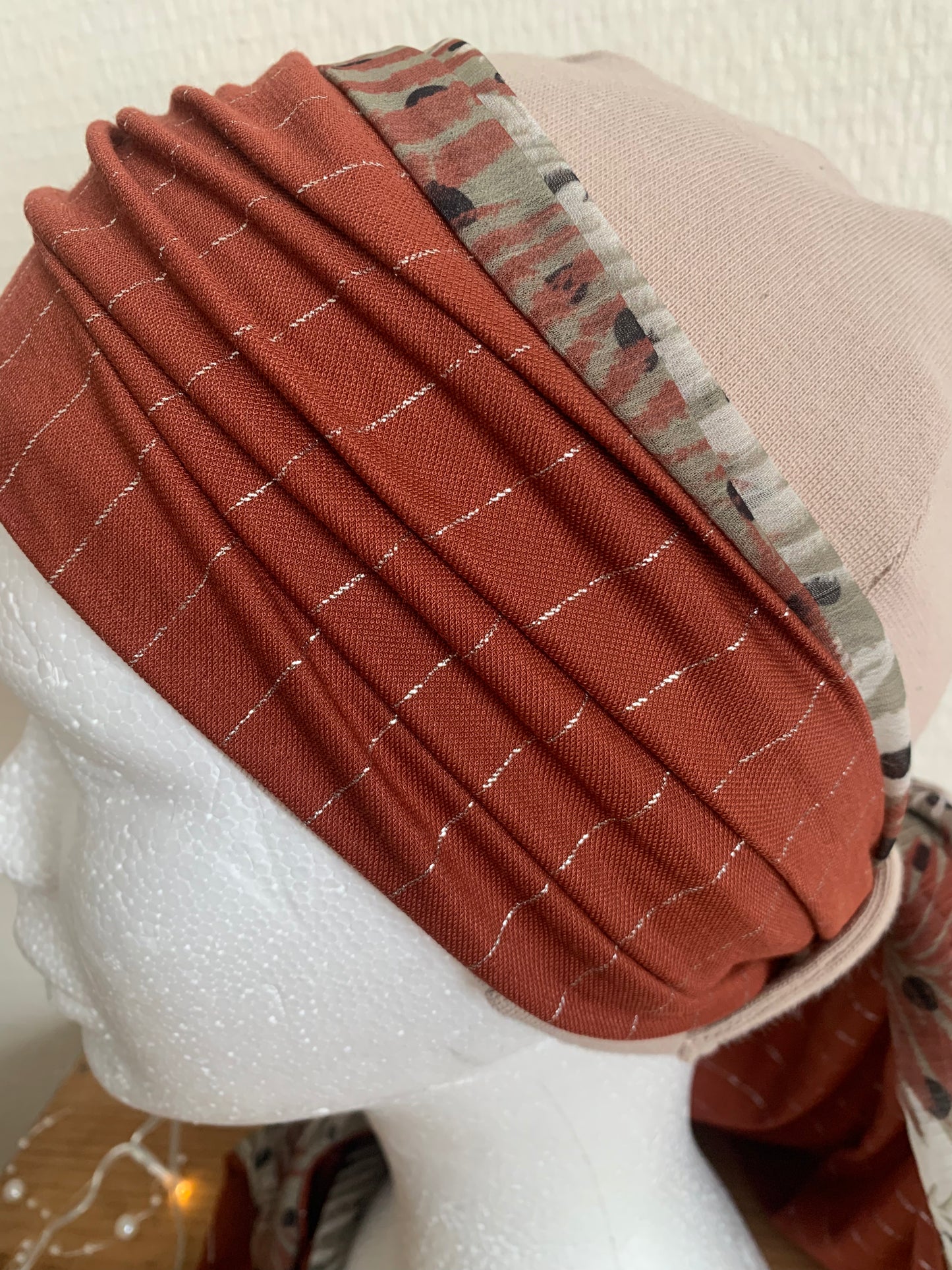 Sublimant 55 Ensemble bonnet de chimiothérapie/ Alopécie et son foulard REVERSIBLE