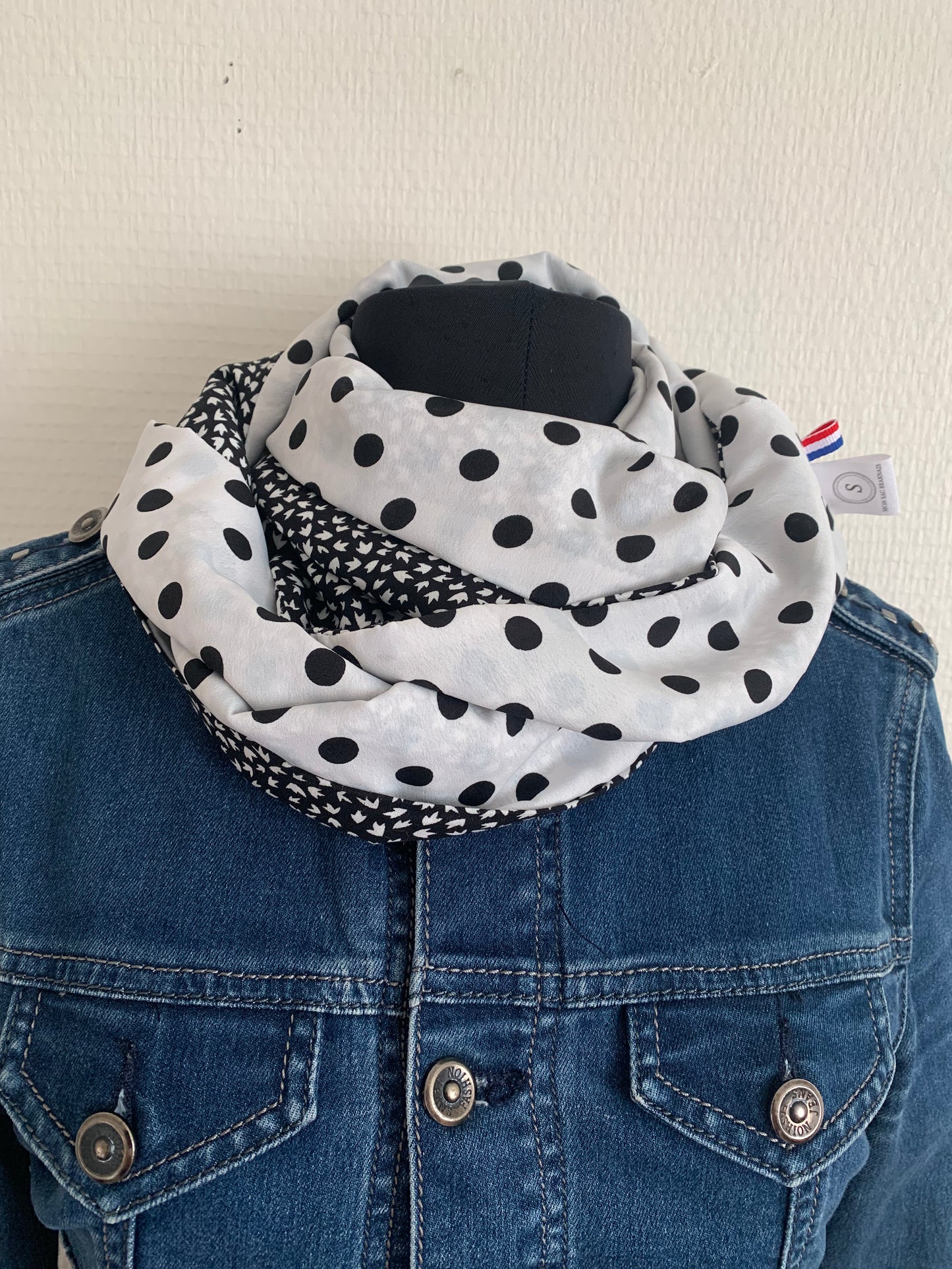 Pois de toi Double snood en viscose black & white