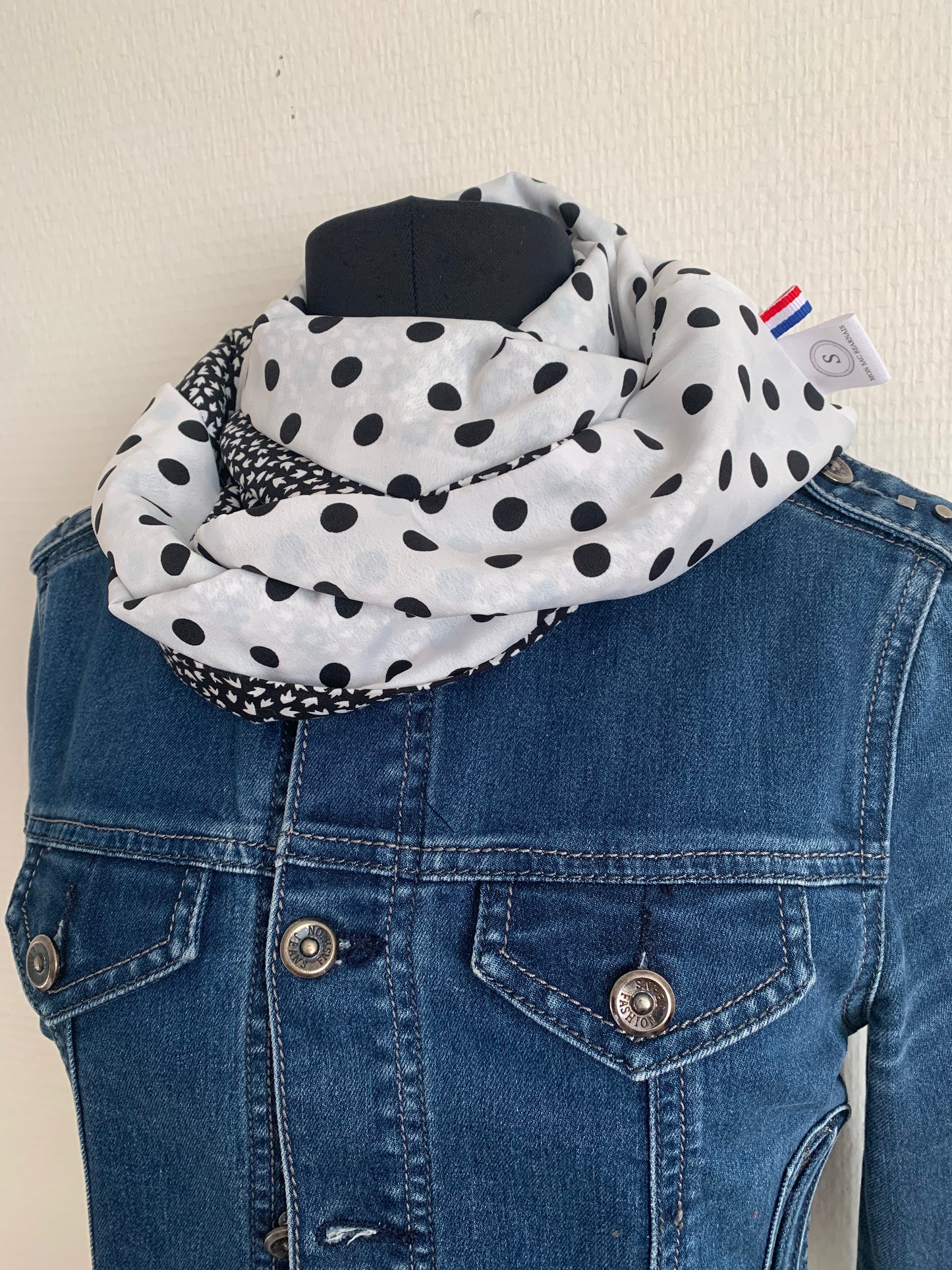 Pois de toi Double snood en viscose black & white