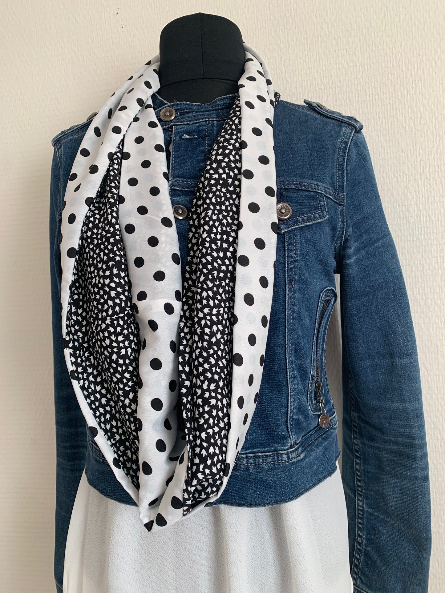 Pois de toi Double snood en viscose black & white