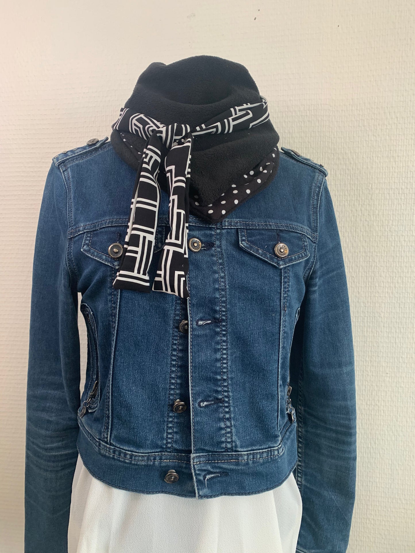 Lemimidy Mini foulard triangle polaire deux viscoses REVERSIBLE