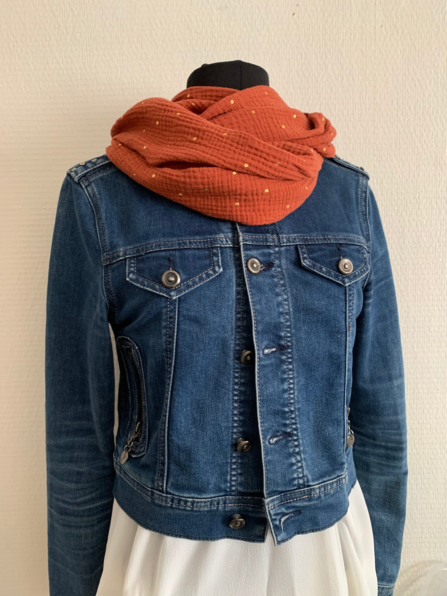 Gaze terracotta Double snood en double gaze pointes dorées