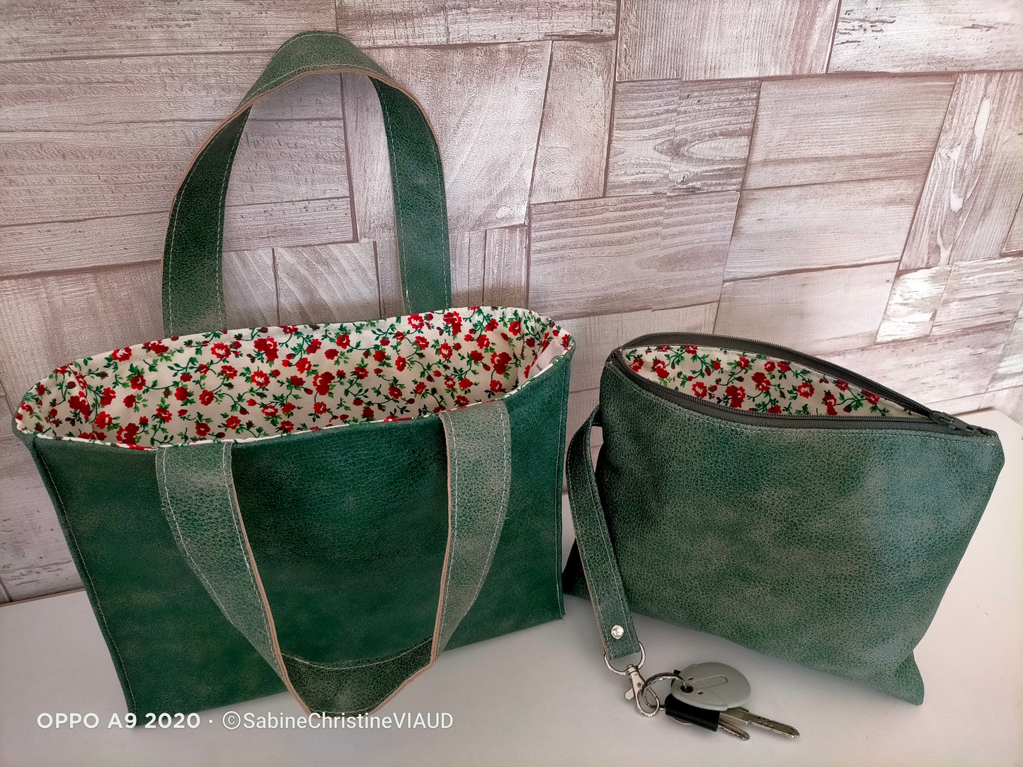 Ballade Printanière Sac cabas CUIR & pochette assortie