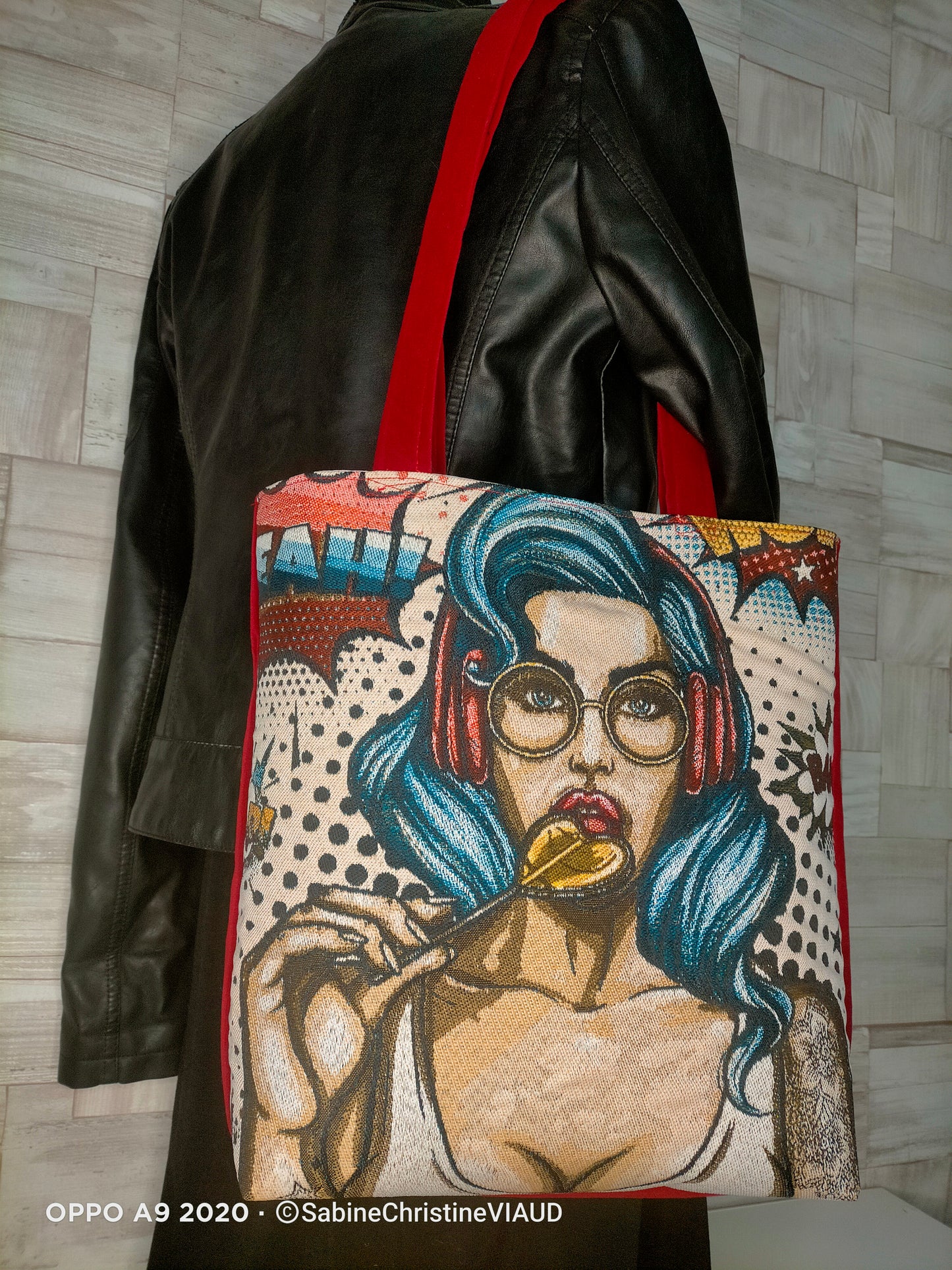Aly Femme sucette Sac carré de jacquard et velours rouge